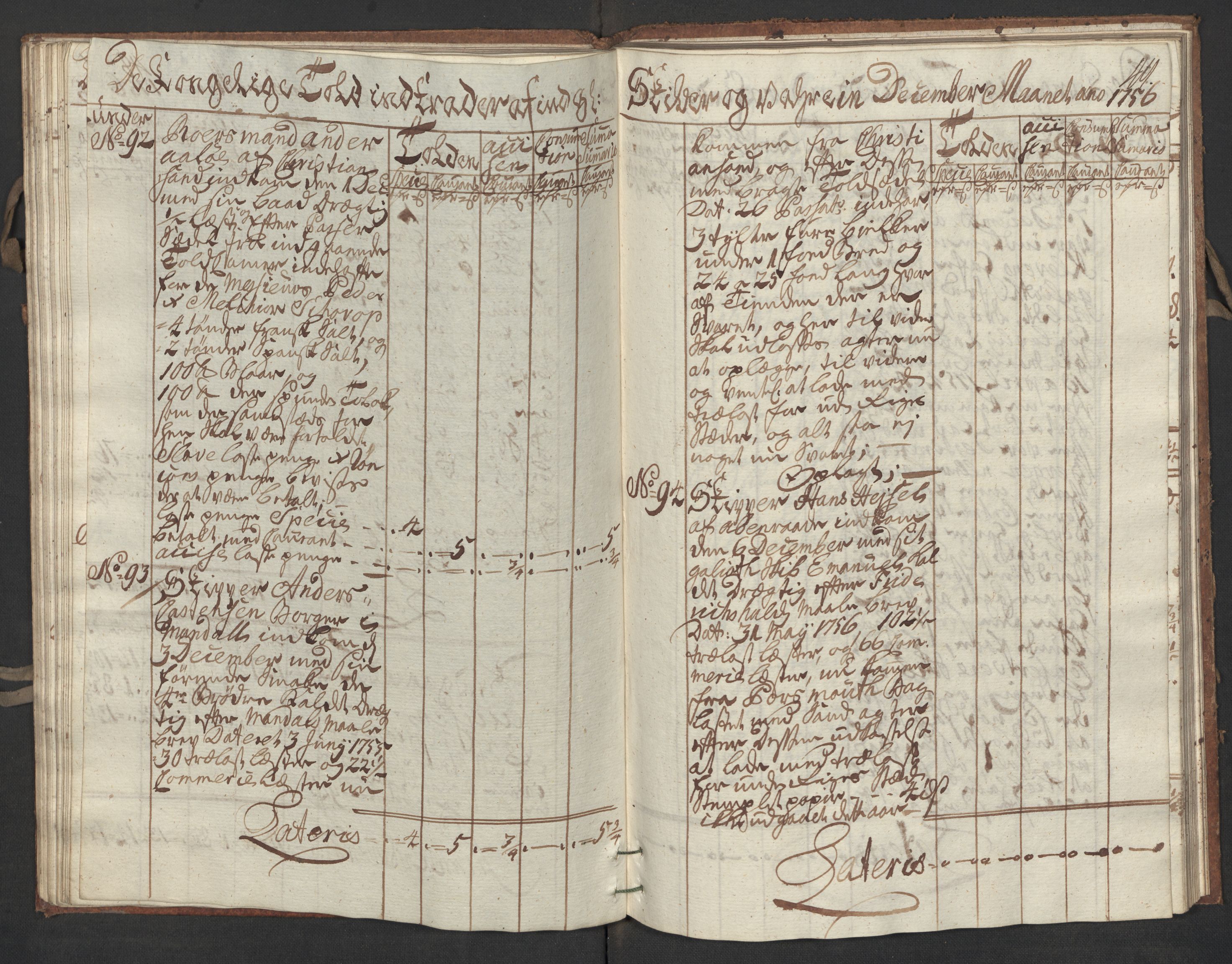 Generaltollkammeret, tollregnskaper, AV/RA-EA-5490/R17/L0017/0001: Tollregnskaper Mandal / Inngående kontratollbok, 1756, p. 48b-49a