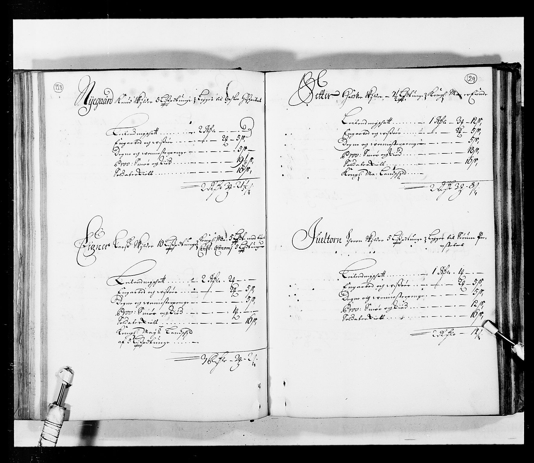 Stattholderembetet 1572-1771, AV/RA-EA-2870/Ek/L0034/0001: Jordebøker 1662-1720: / Matrikkel for Nedre Romerike, 1685, p. 128-129