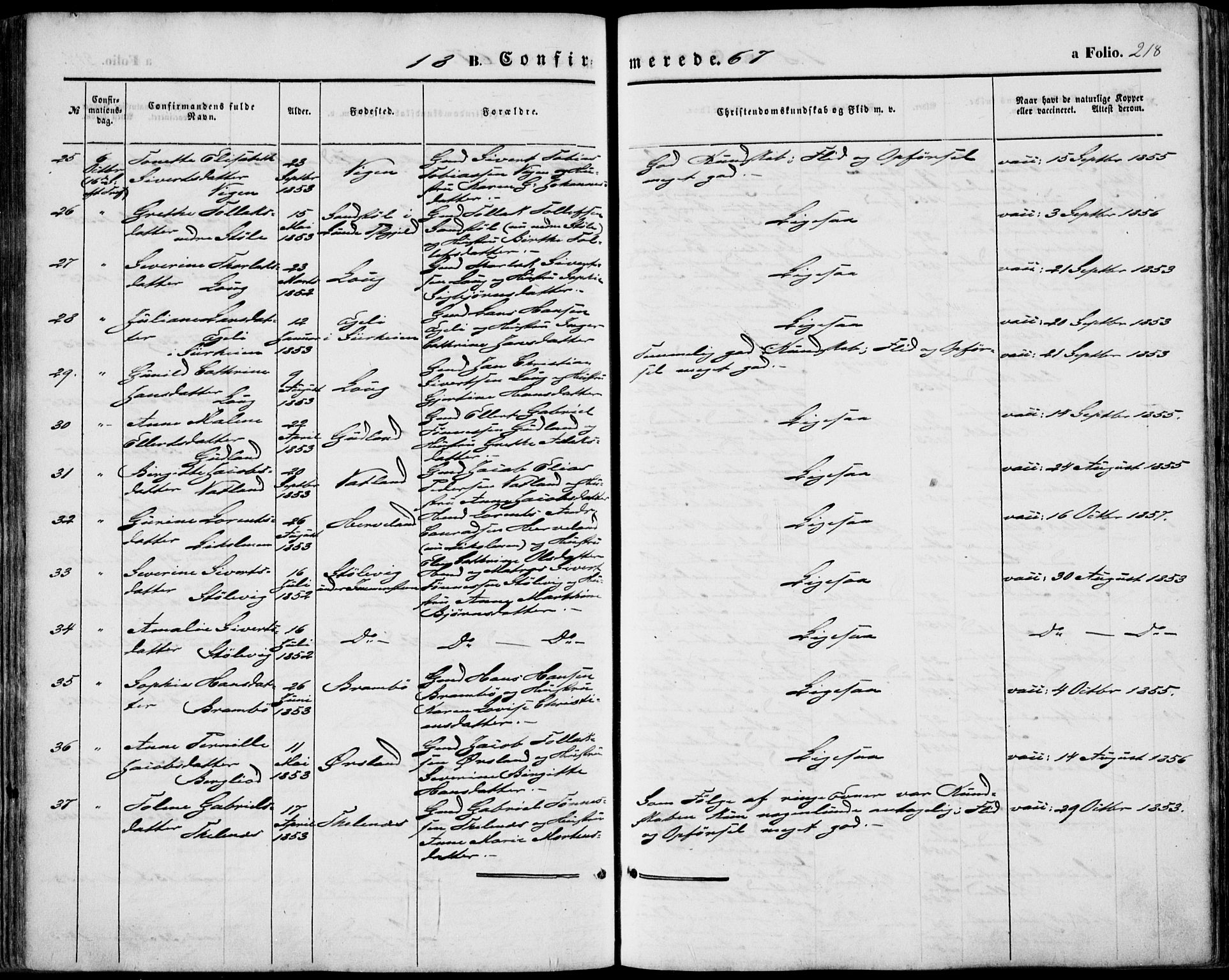 Sokndal sokneprestkontor, AV/SAST-A-101808: Parish register (official) no. A 9, 1857-1874, p. 218