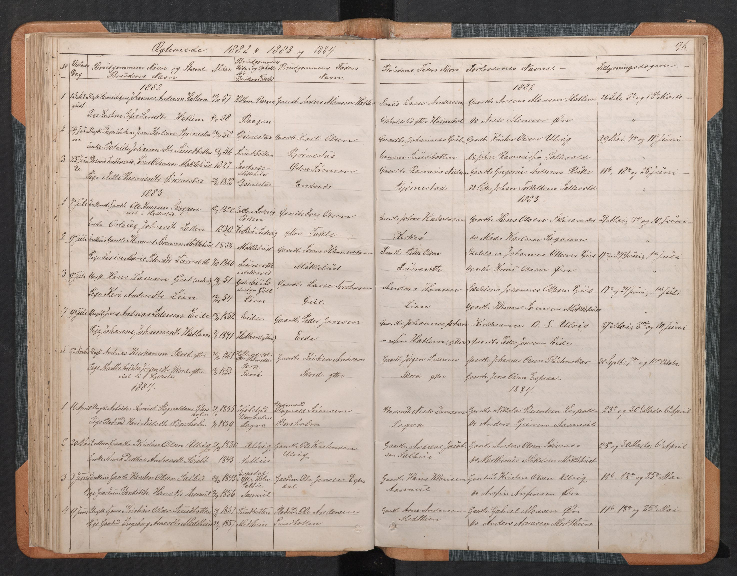 Hyllestad sokneprestembete, SAB/A-80401: Parish register (copy) no. C 2, 1874-1894, p. 95b-96a