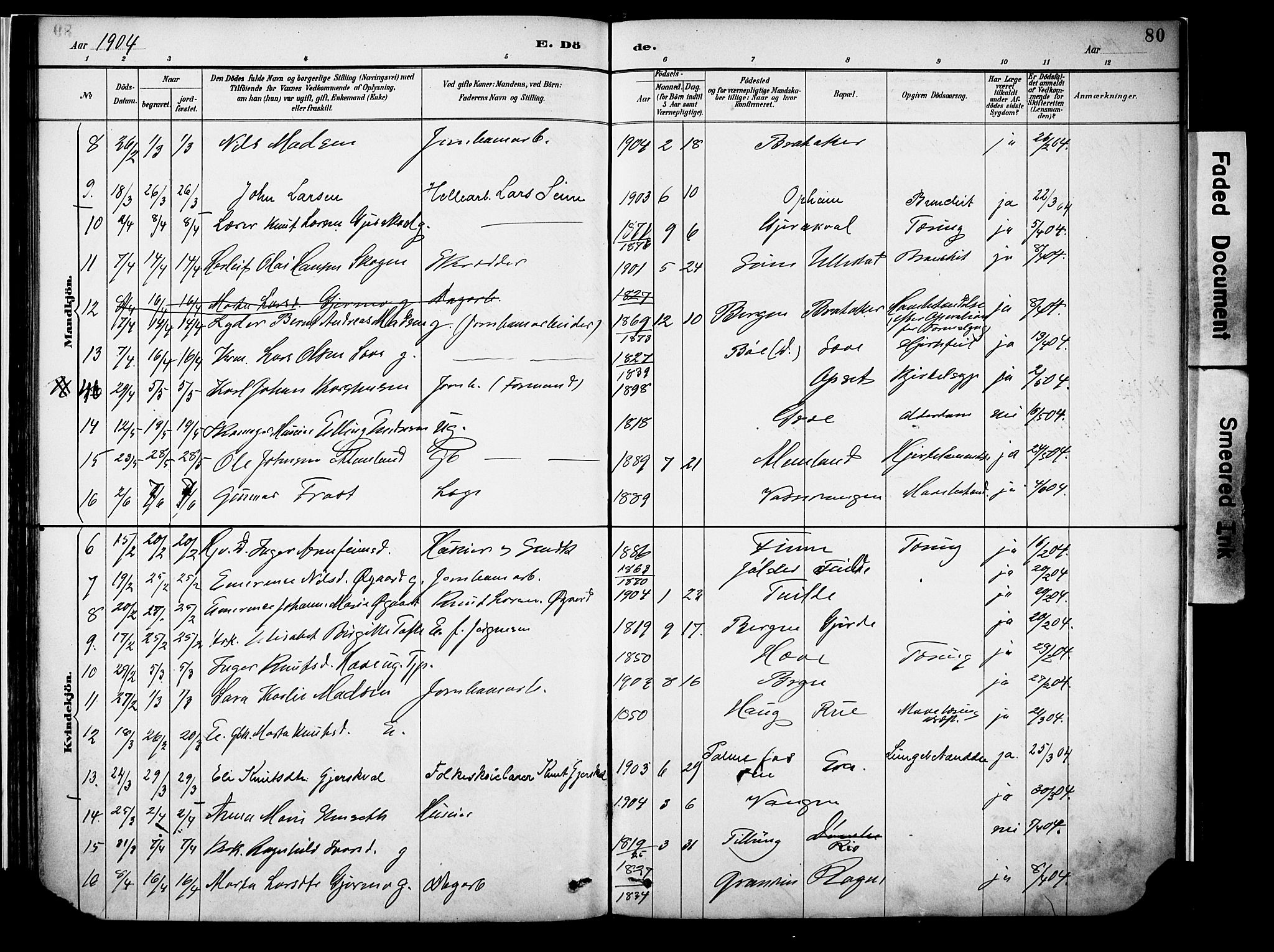 Voss sokneprestembete, AV/SAB-A-79001/H/Haa: Parish register (official) no. A 22, 1887-1909, p. 80