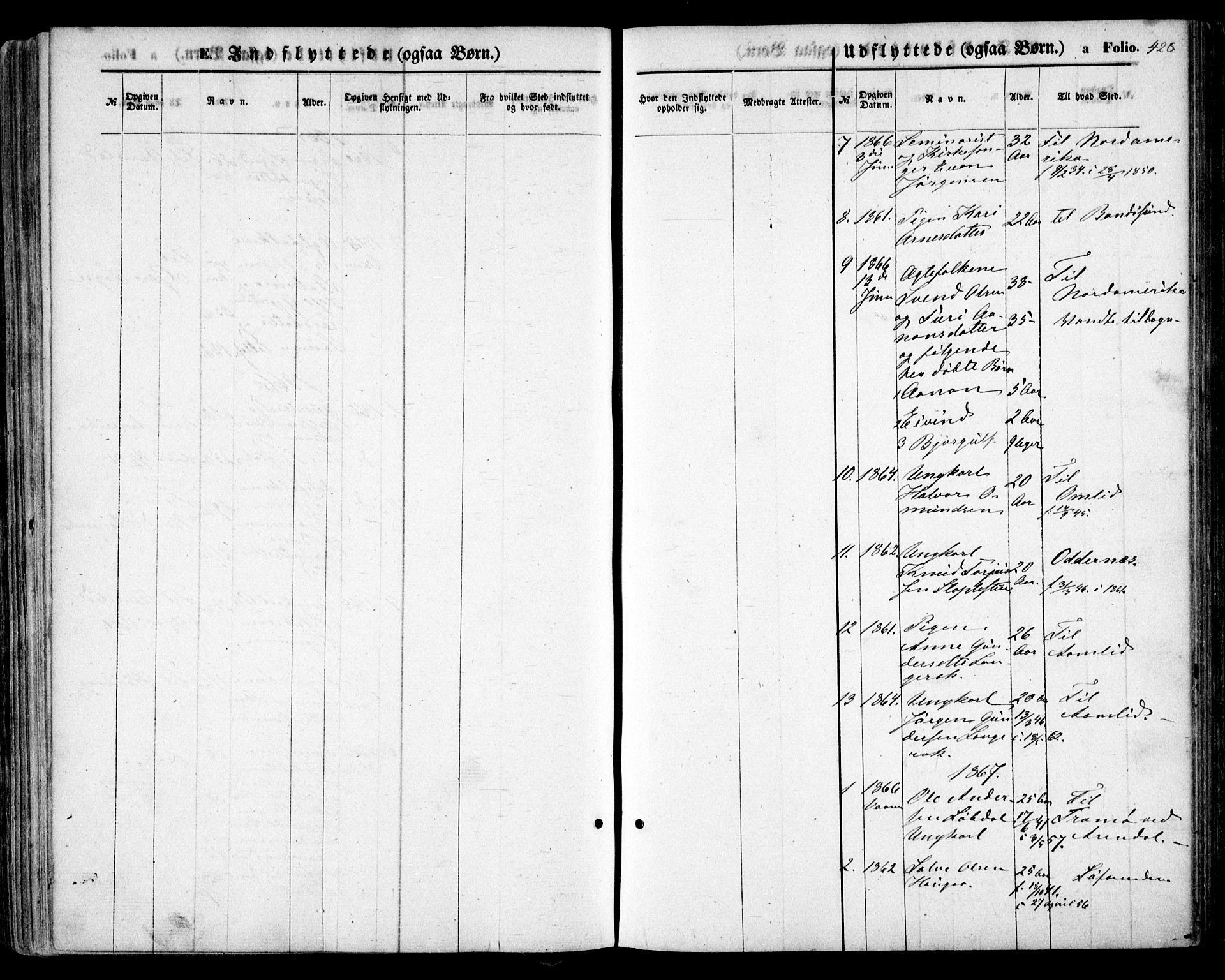 Bygland sokneprestkontor, SAK/1111-0006/F/Fa/Fab/L0005: Parish register (official) no. A 5, 1859-1873, p. 428