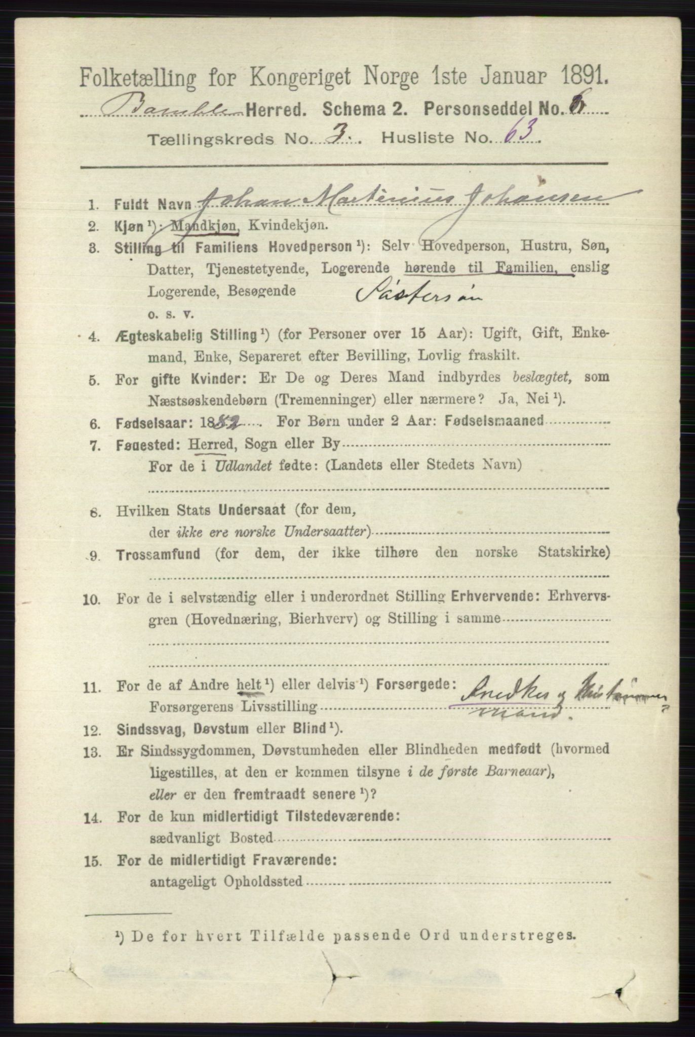 RA, 1891 census for 0814 Bamble, 1891, p. 1734