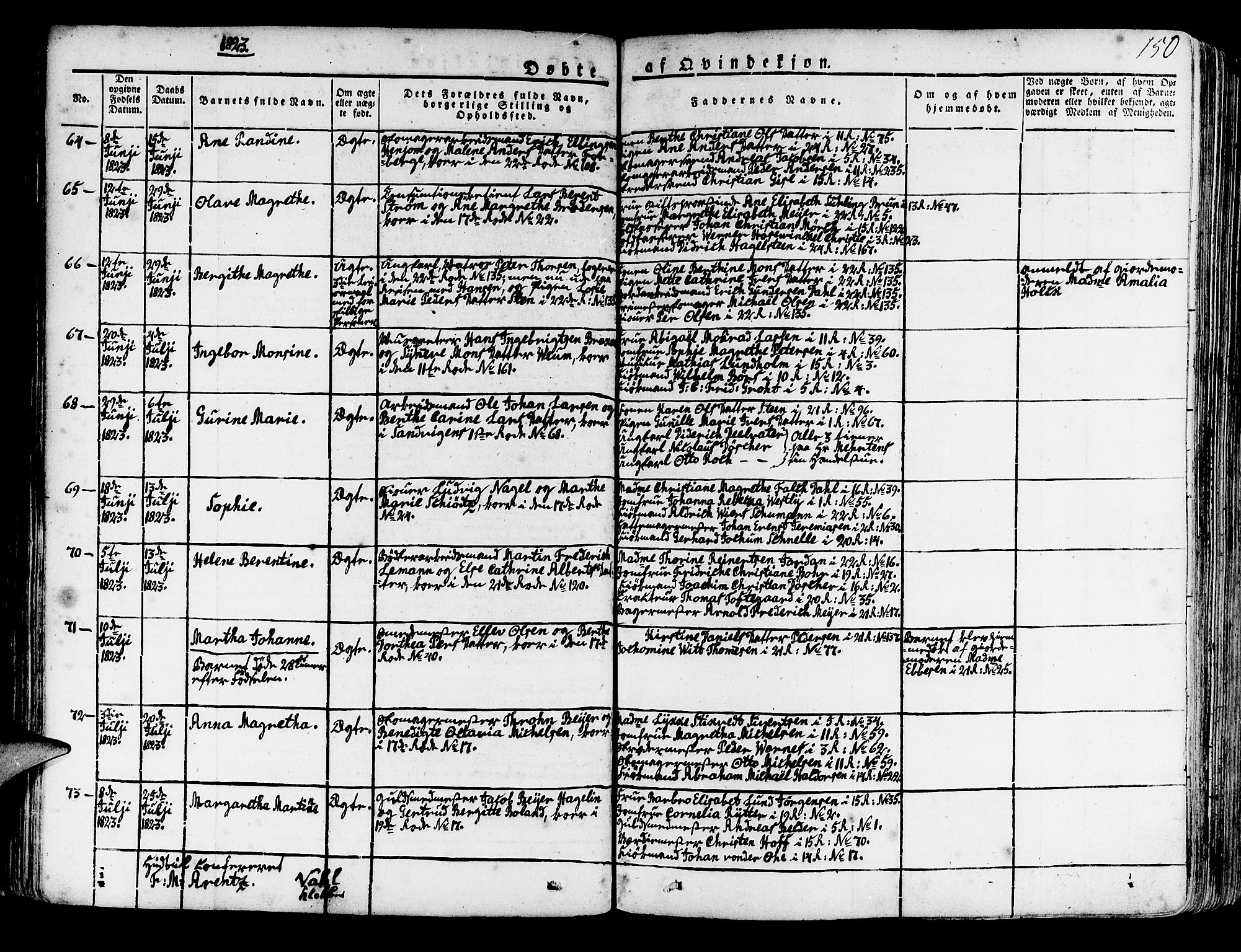 Korskirken sokneprestembete, AV/SAB-A-76101/H/Haa/L0014: Parish register (official) no. A 14, 1823-1835, p. 150