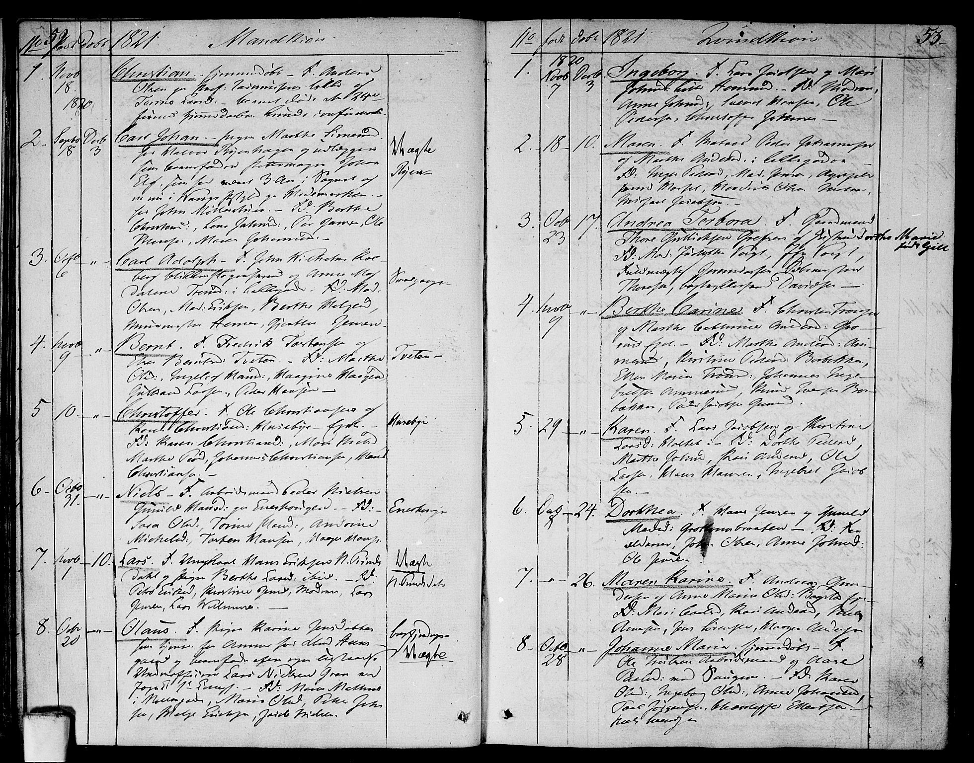 Aker prestekontor kirkebøker, SAO/A-10861/F/L0012: Parish register (official) no. 12, 1819-1828, p. 52-53