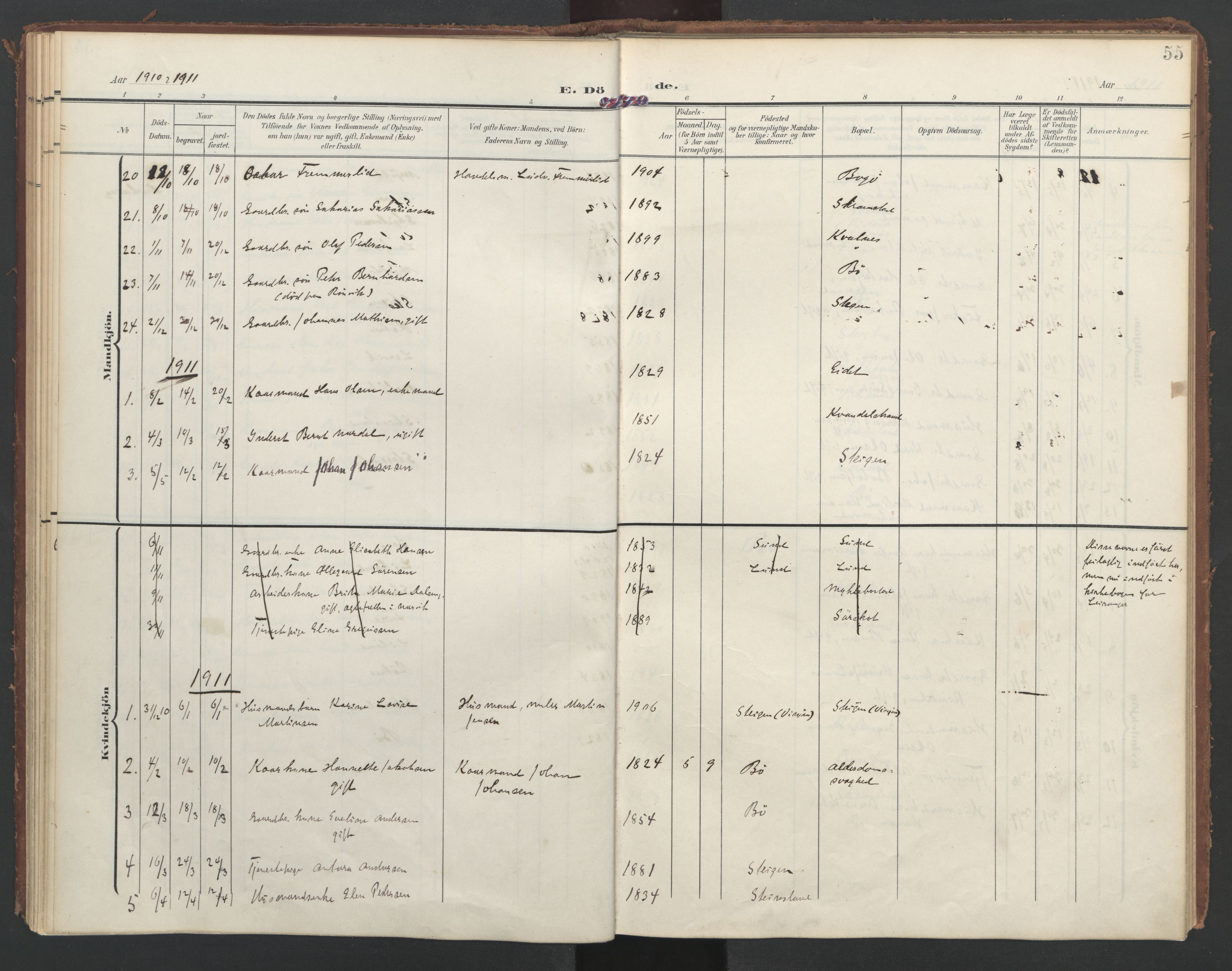 Ministerialprotokoller, klokkerbøker og fødselsregistre - Nordland, AV/SAT-A-1459/855/L0806: Parish register (official) no. 855A14, 1906-1922, p. 55