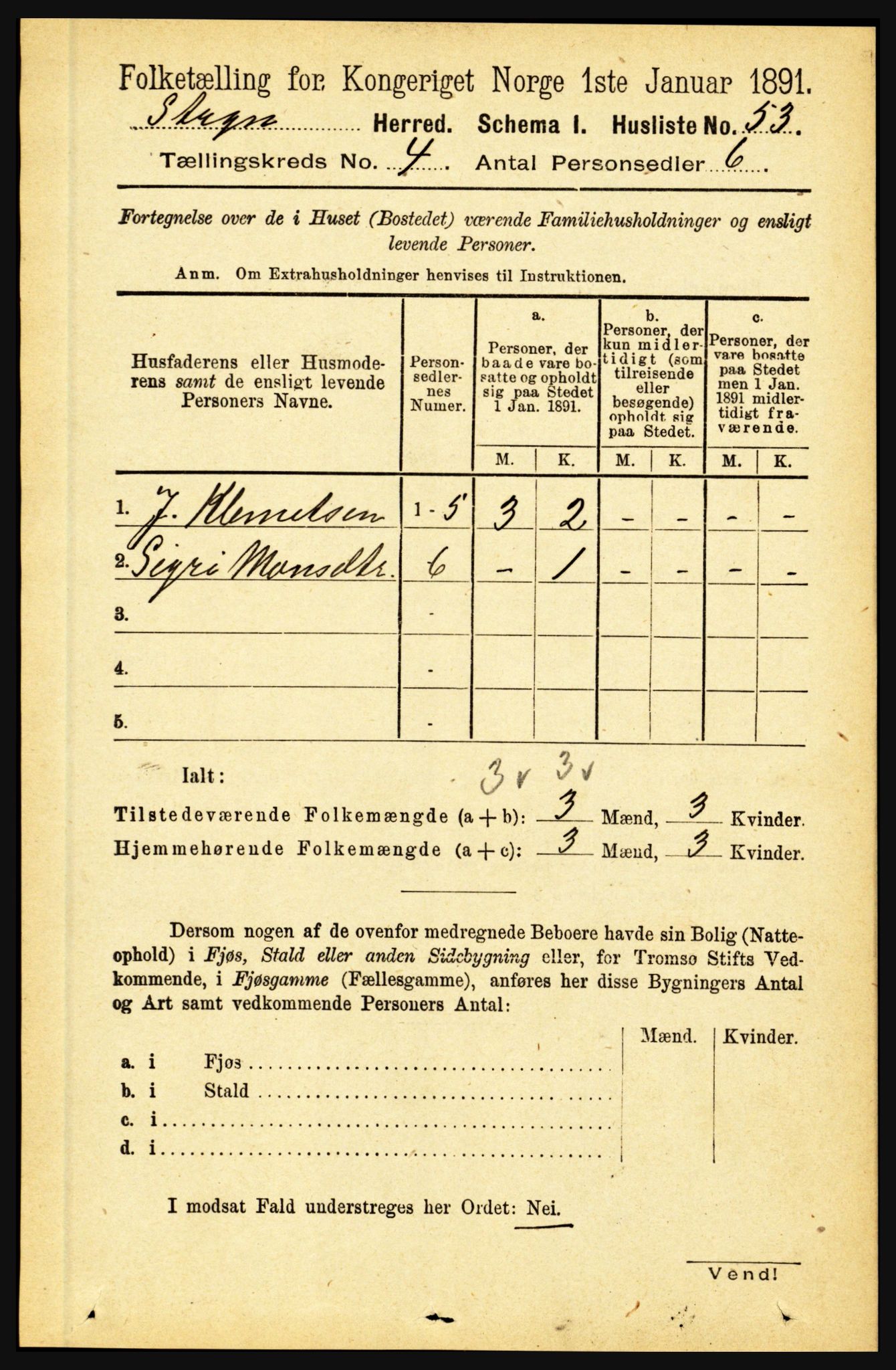 RA, 1891 census for 1448 Stryn, 1891, p. 1630