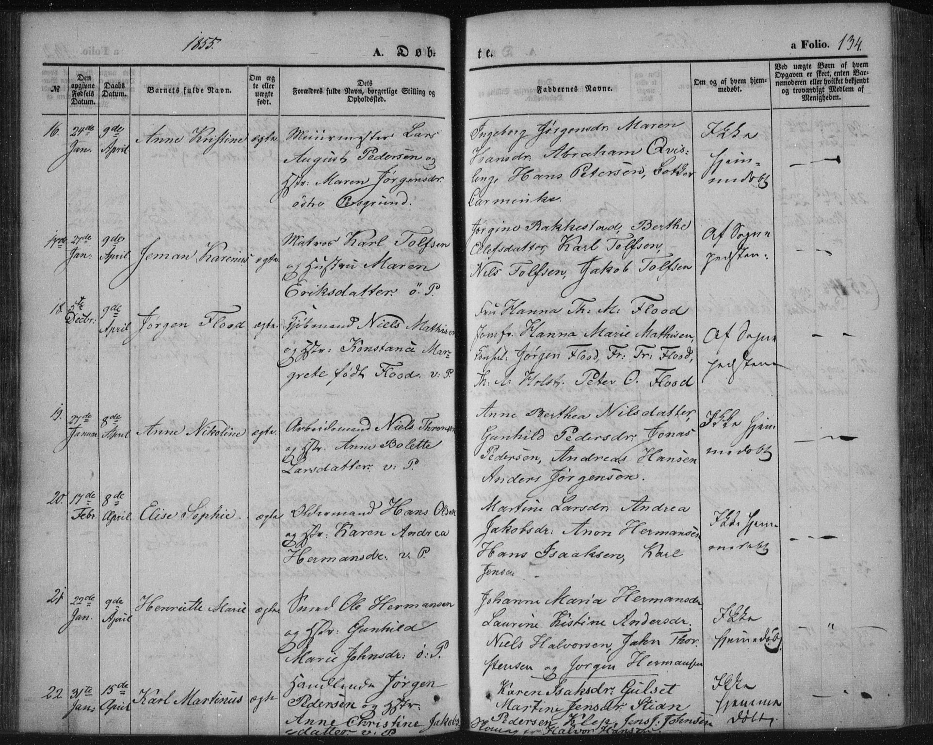 Porsgrunn kirkebøker , SAKO/A-104/F/Fa/L0006: Parish register (official) no. 6, 1841-1857, p. 134