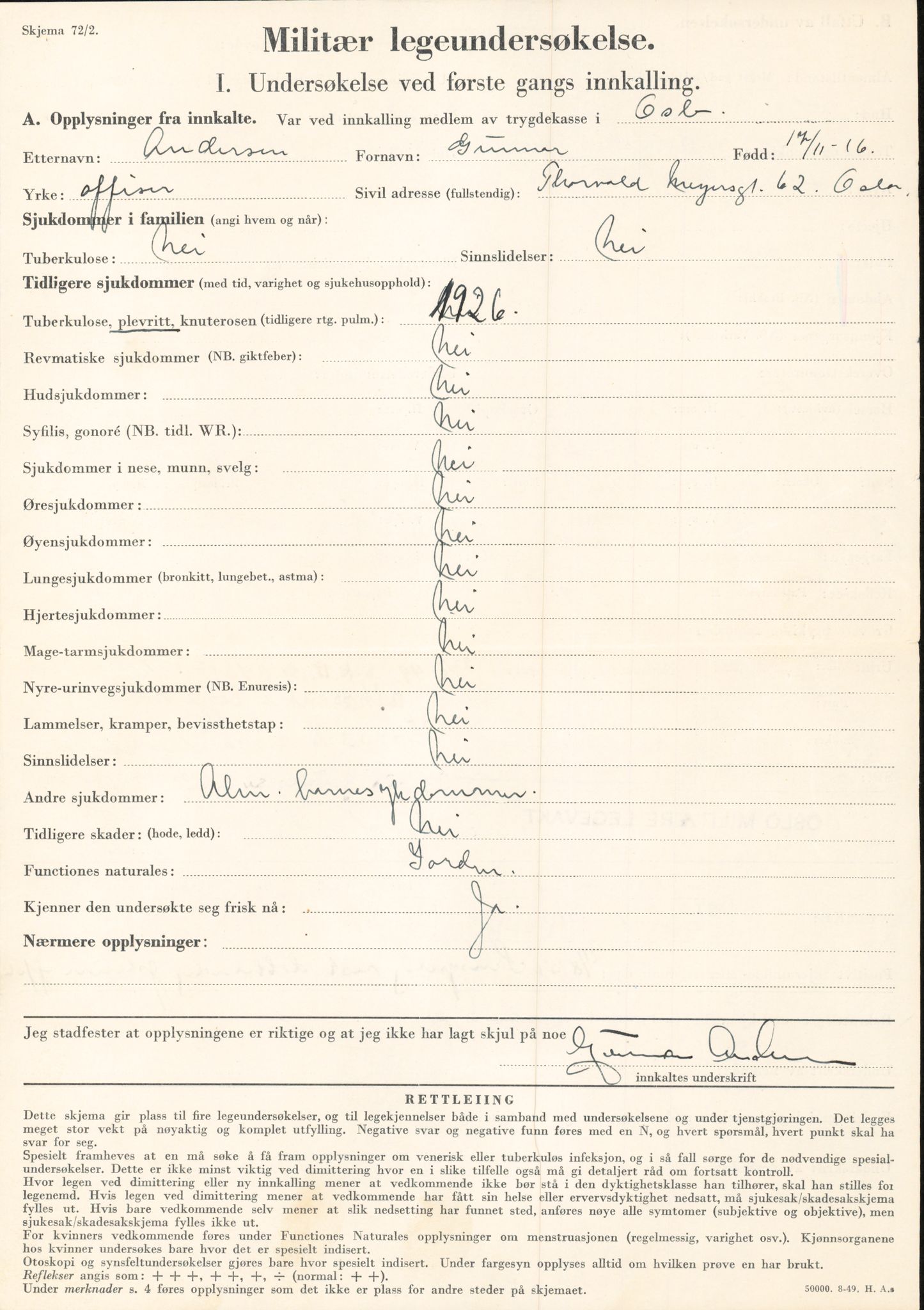 Forsvaret, Rygge hovedflystasjon, AV/RA-RAFA-2298/P/Pd/L0039: Andersen, Gunnar Bjarne - Coward, Christian - f. 1916, 1916, p. 9