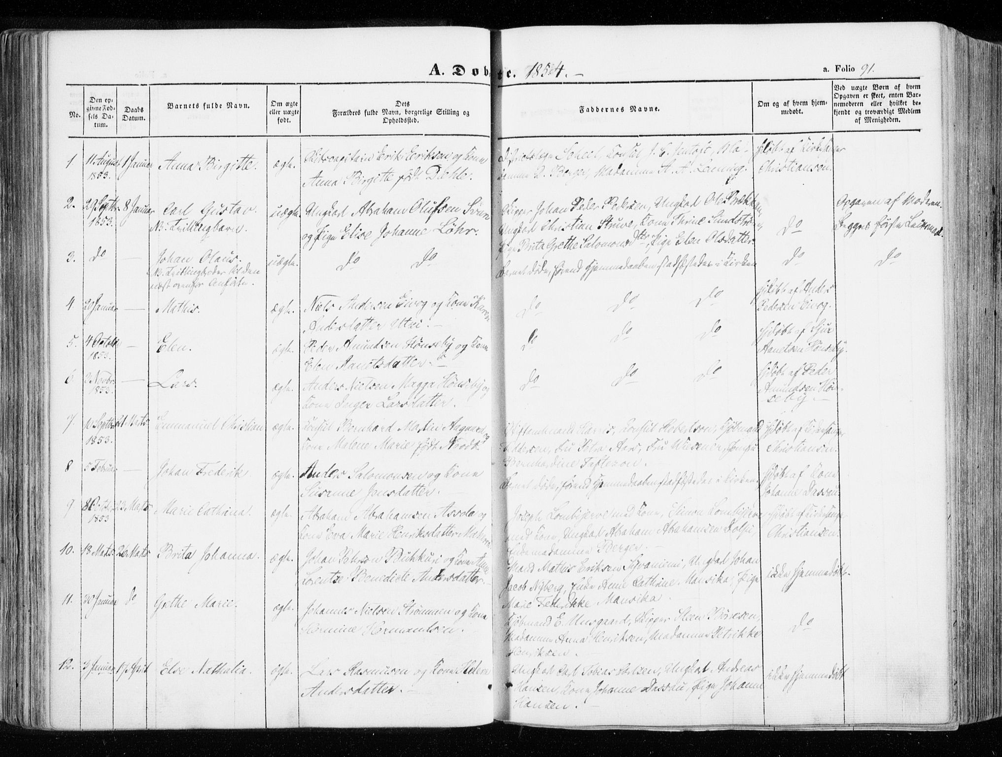 Hammerfest sokneprestkontor, SATØ/S-1347/H/Ha/L0004.kirke: Parish register (official) no. 4, 1843-1856, p. 91