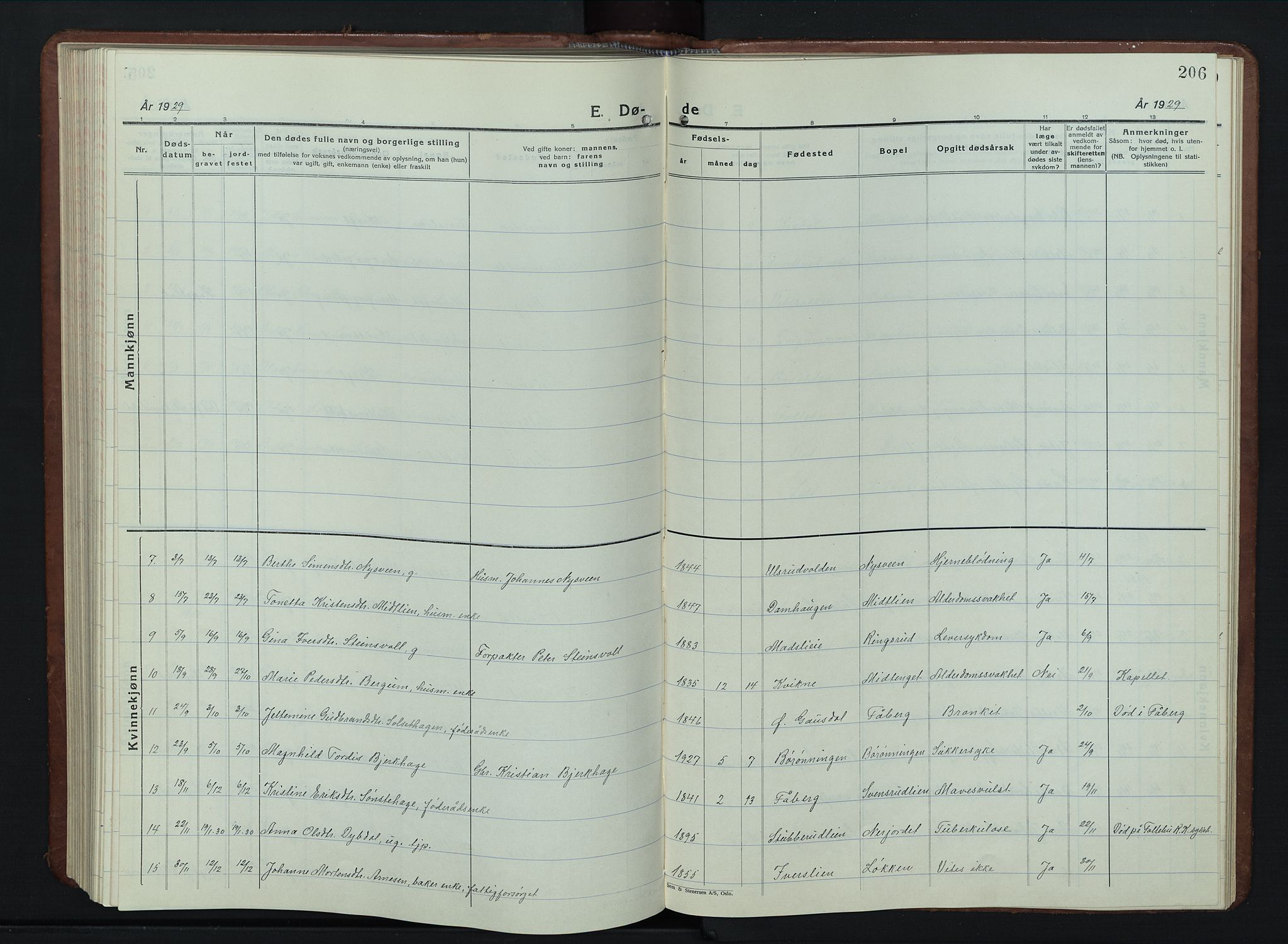 Vestre Gausdal prestekontor, SAH/PREST-094/H/Ha/Hab/L0005: Parish register (copy) no. 5, 1926-1955, p. 206
