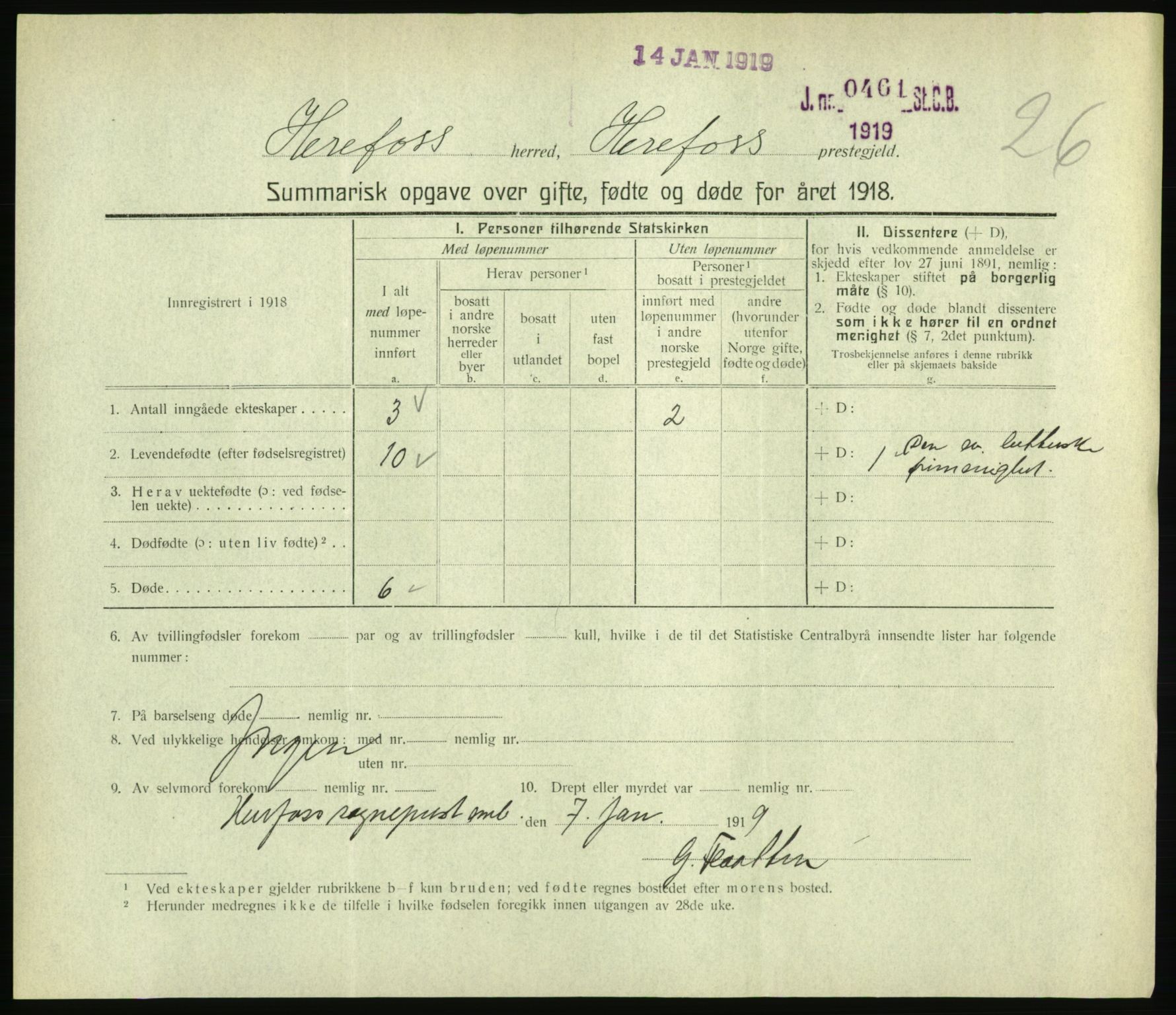 Statistisk sentralbyrå, Sosiodemografiske emner, Befolkning, RA/S-2228/D/Df/Dfb/Dfbh/L0059: Summariske oppgaver over gifte, fødte og døde for hele landet., 1918, p. 641