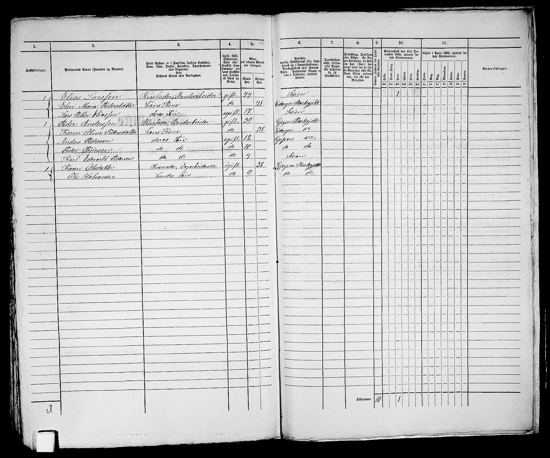 RA, 1865 census for Skien, 1865, p. 814