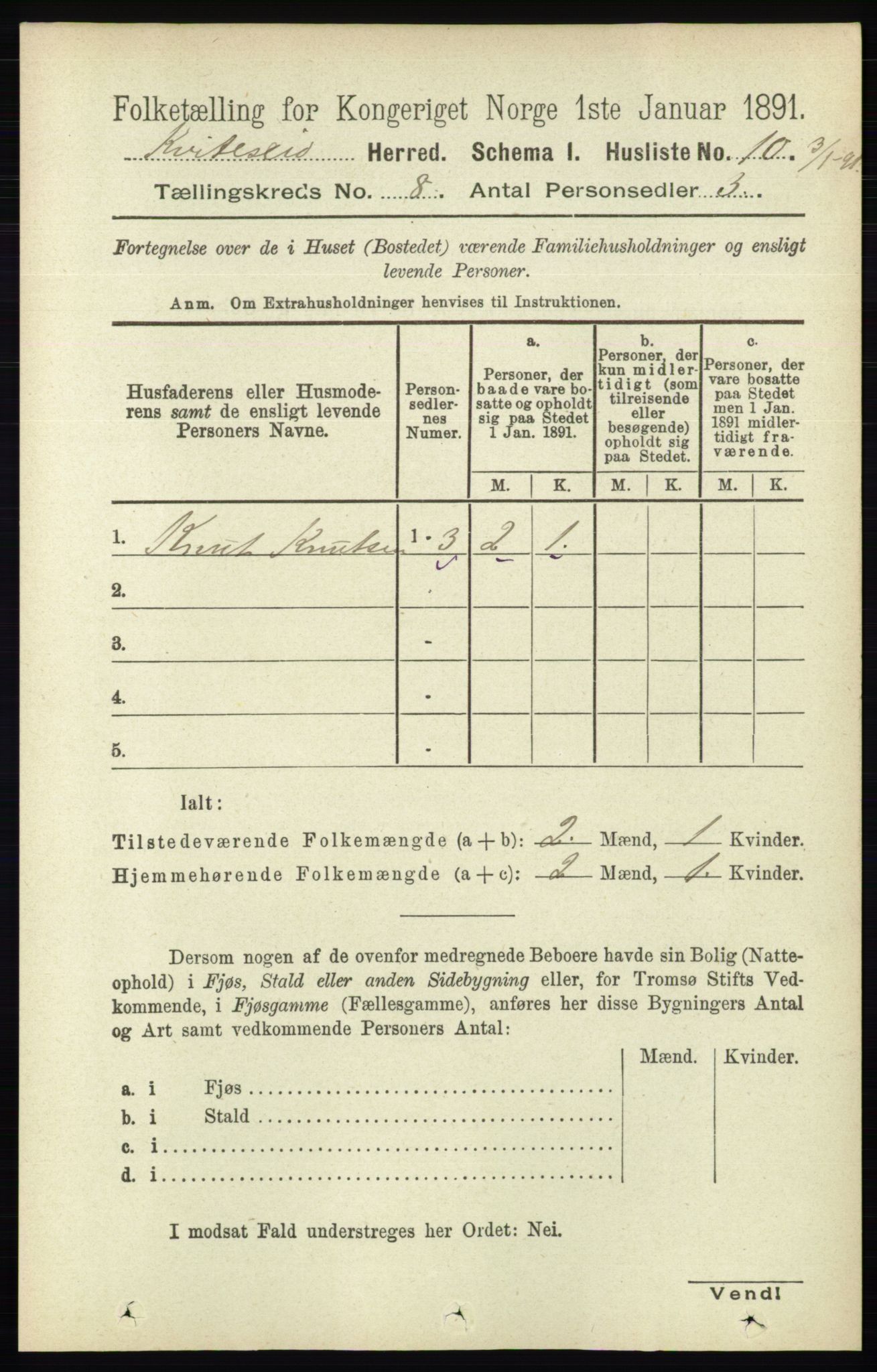 RA, 1891 census for 0829 Kviteseid, 1891, p. 1558