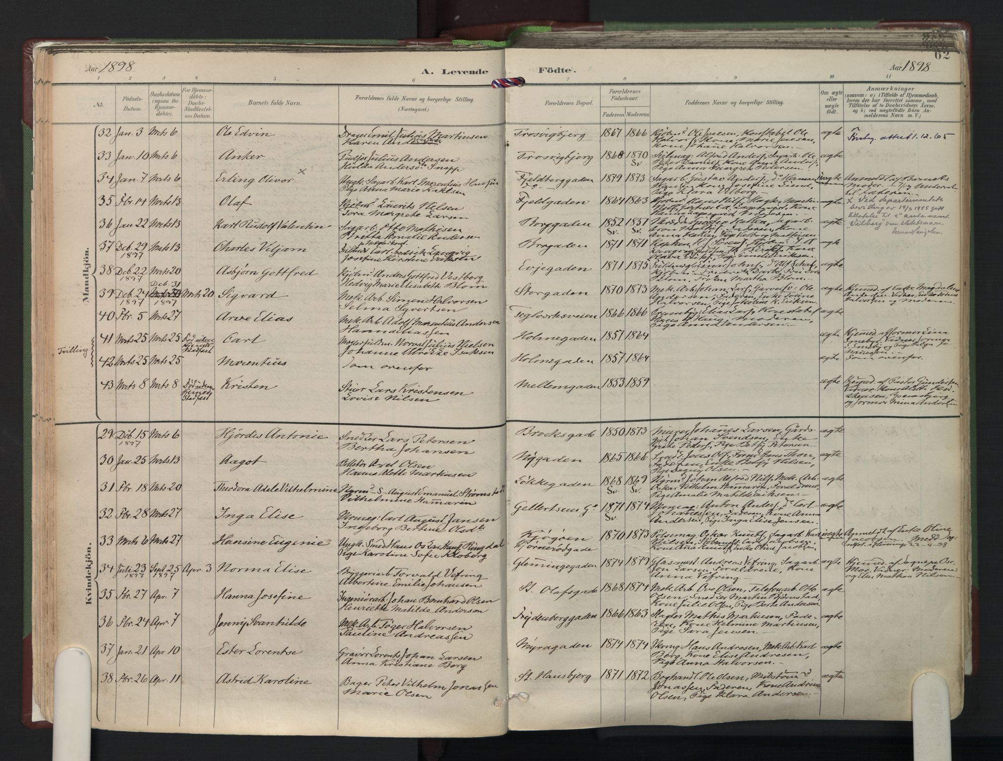 Fredrikstad domkirkes prestekontor Kirkebøker, AV/SAO-A-10906/F/Fa/L0006: Parish register (official) no. I 6, 1894-1914, p. 62