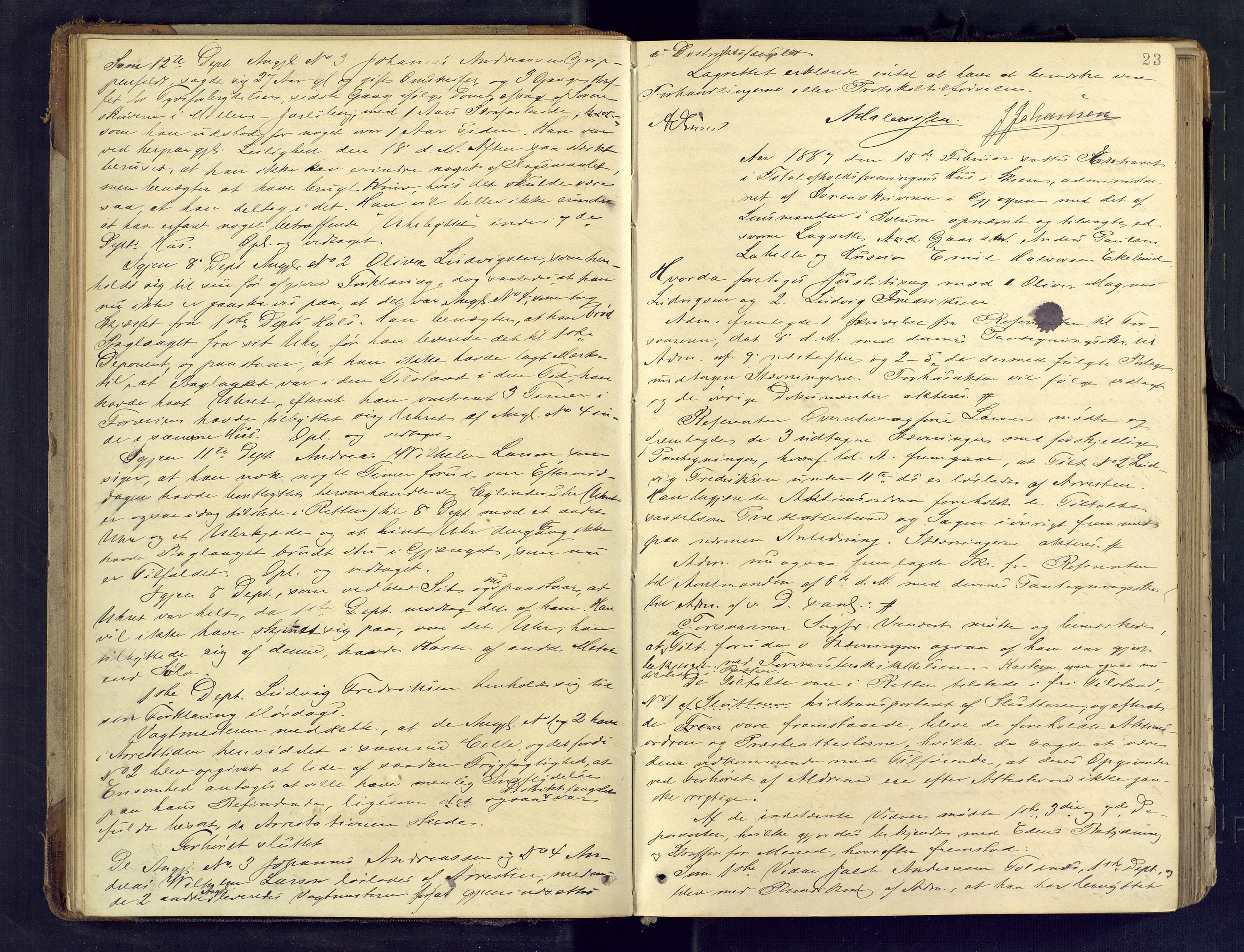 Gjerpen sorenskriveri, AV/SAKO-A-216/F/Fb/L0012: Ekstrarettsprotokoll, 1886-1893, p. 23