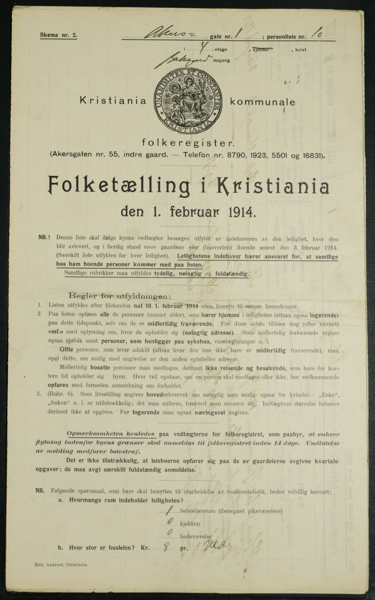 OBA, Municipal Census 1914 for Kristiania, 1914, p. 322