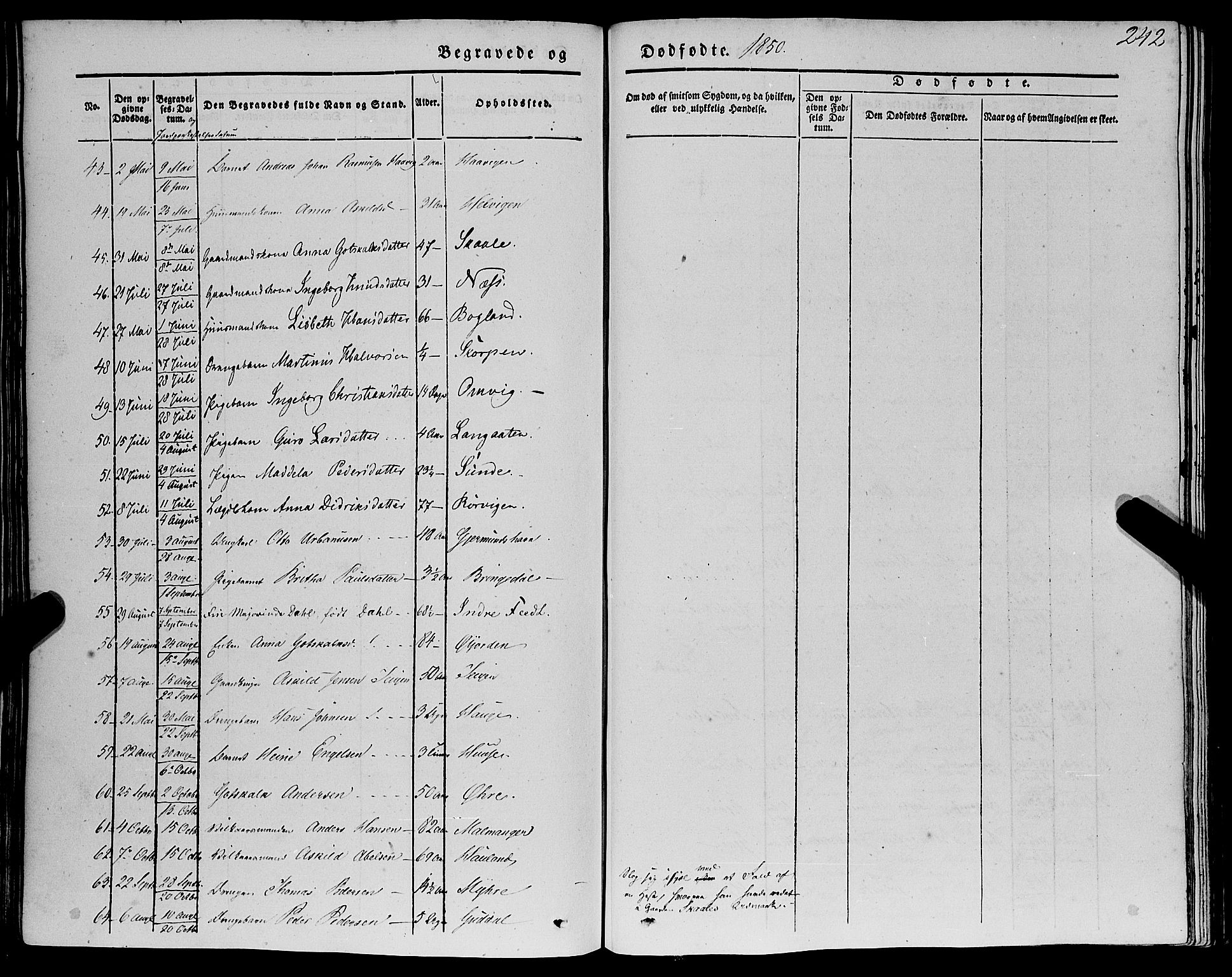 Kvinnherad sokneprestembete, AV/SAB-A-76401/H/Haa: Parish register (official) no. A 7, 1843-1853, p. 242