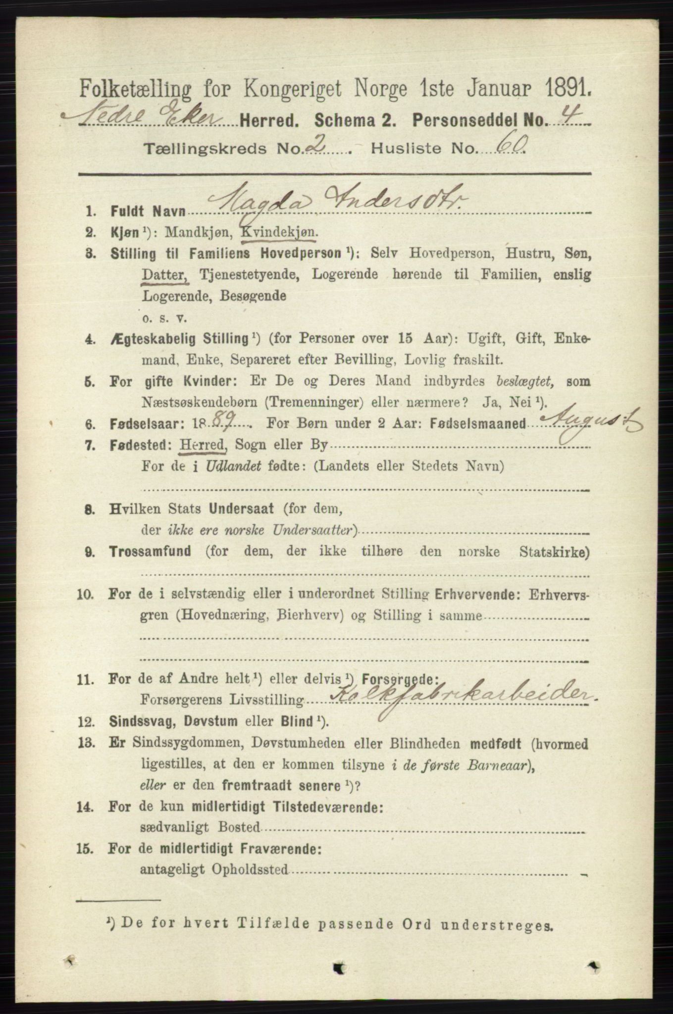 RA, 1891 census for 0625 Nedre Eiker, 1891, p. 876