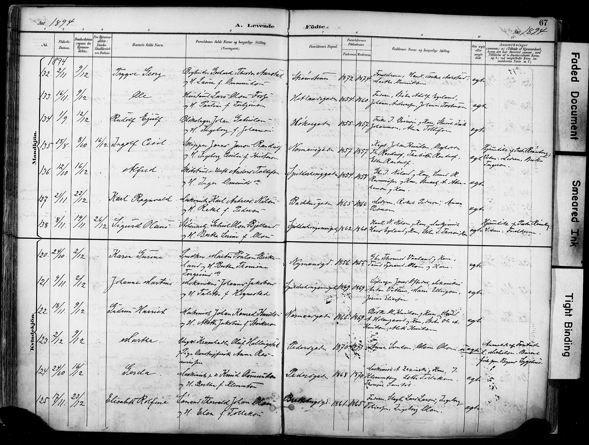 St. Johannes sokneprestkontor, AV/SAST-A-101814/001/30/30BA/L0004: Parish register (official) no. A 4, 1891-1899, p. 67