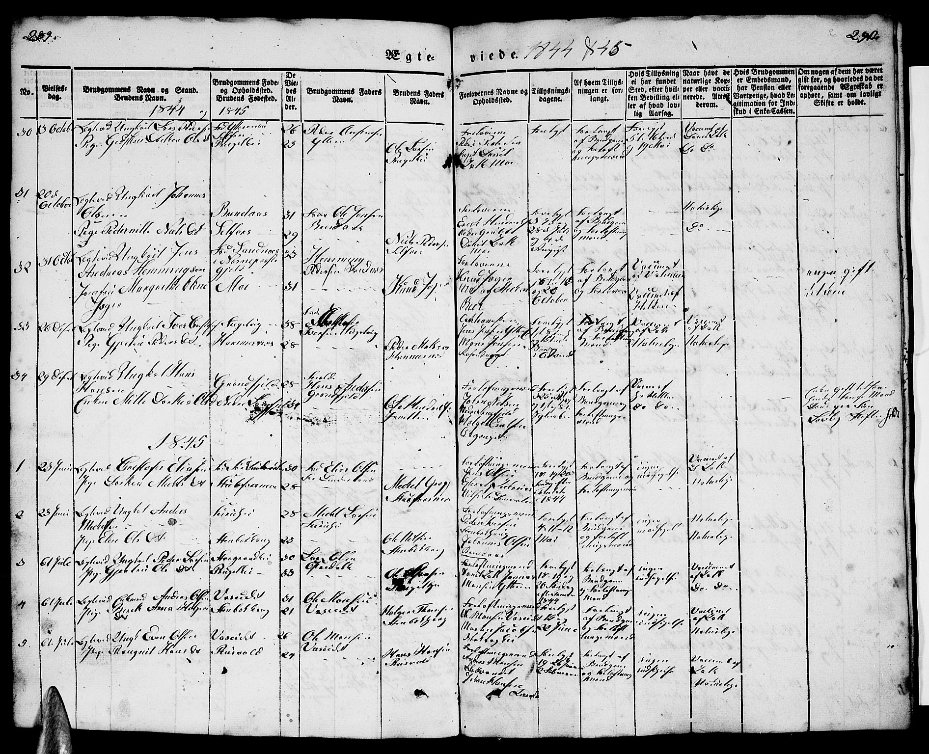 Ministerialprotokoller, klokkerbøker og fødselsregistre - Nordland, SAT/A-1459/827/L0413: Parish register (copy) no. 827C02, 1842-1852, p. 289-290