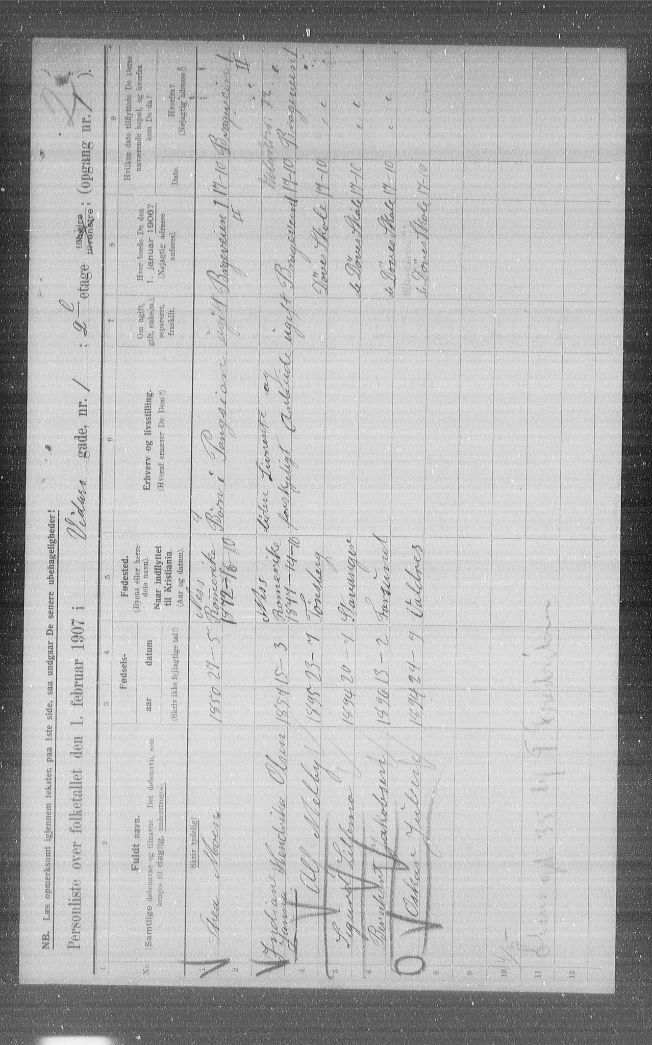 OBA, Municipal Census 1907 for Kristiania, 1907, p. 62856