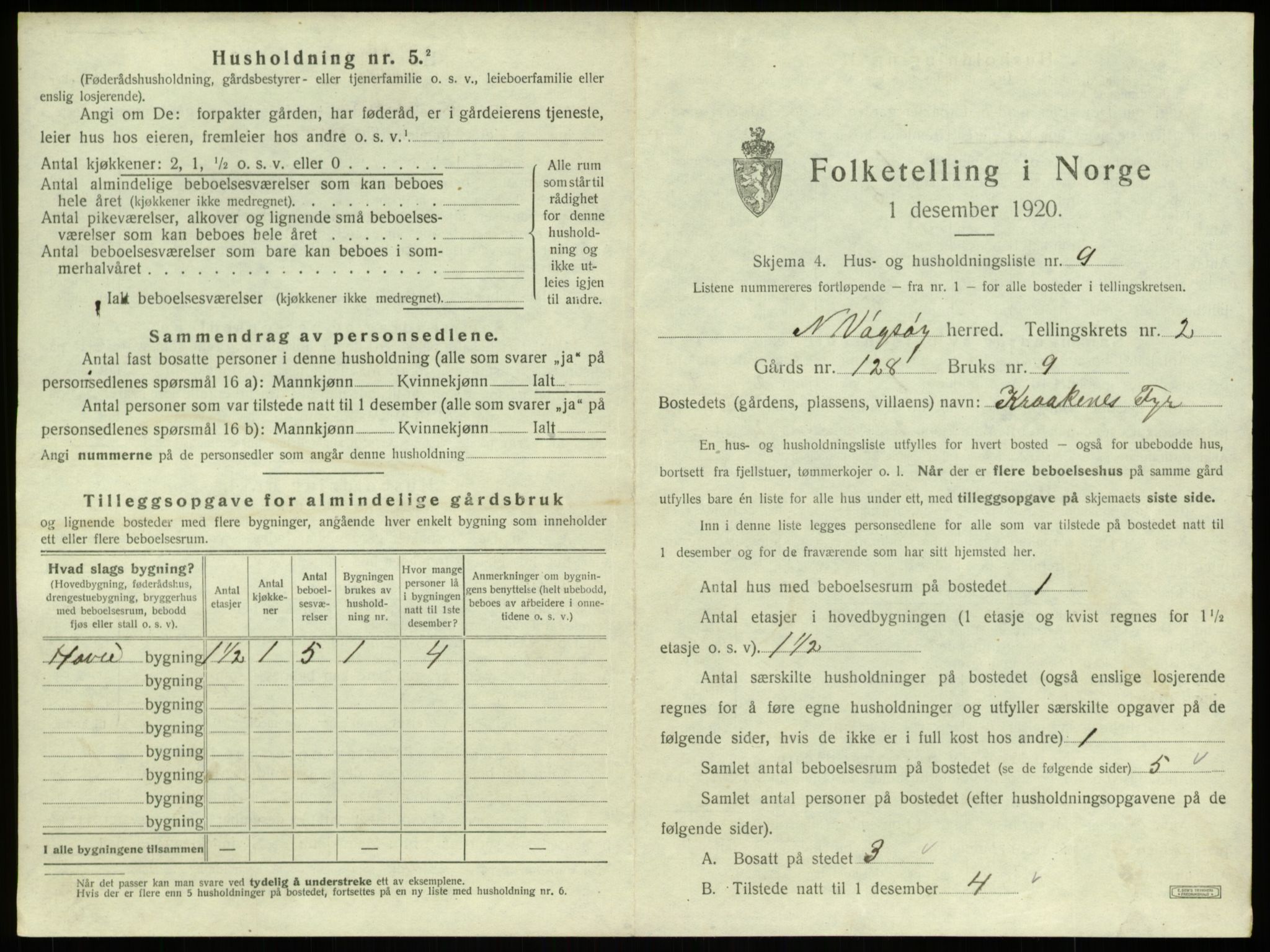 SAB, 1920 census for Nord-Vågsøy, 1920, p. 115