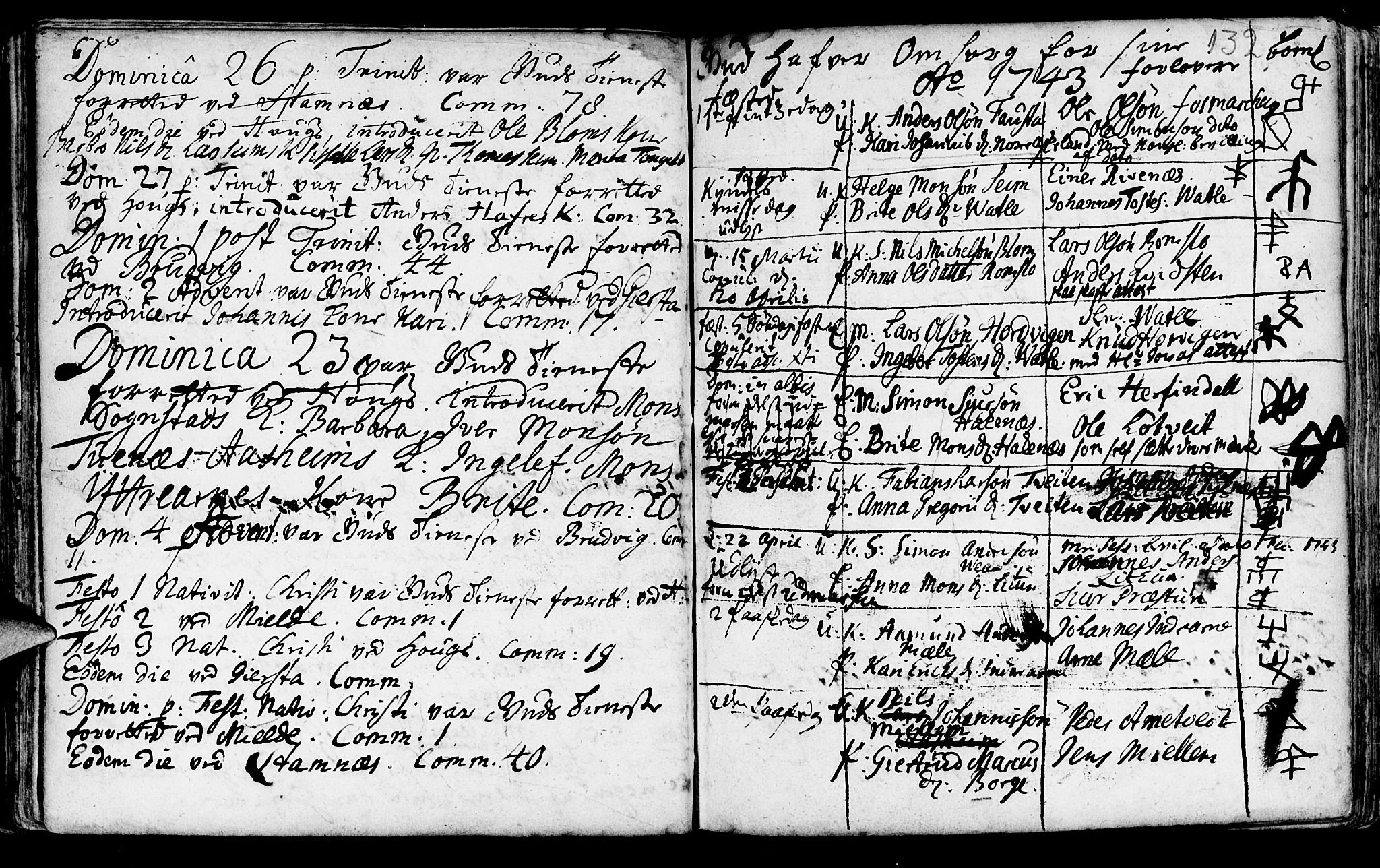 Haus sokneprestembete, SAB/A-75601/H/Haa: Parish register (official) no. A 5, 1733-1747, p. 132