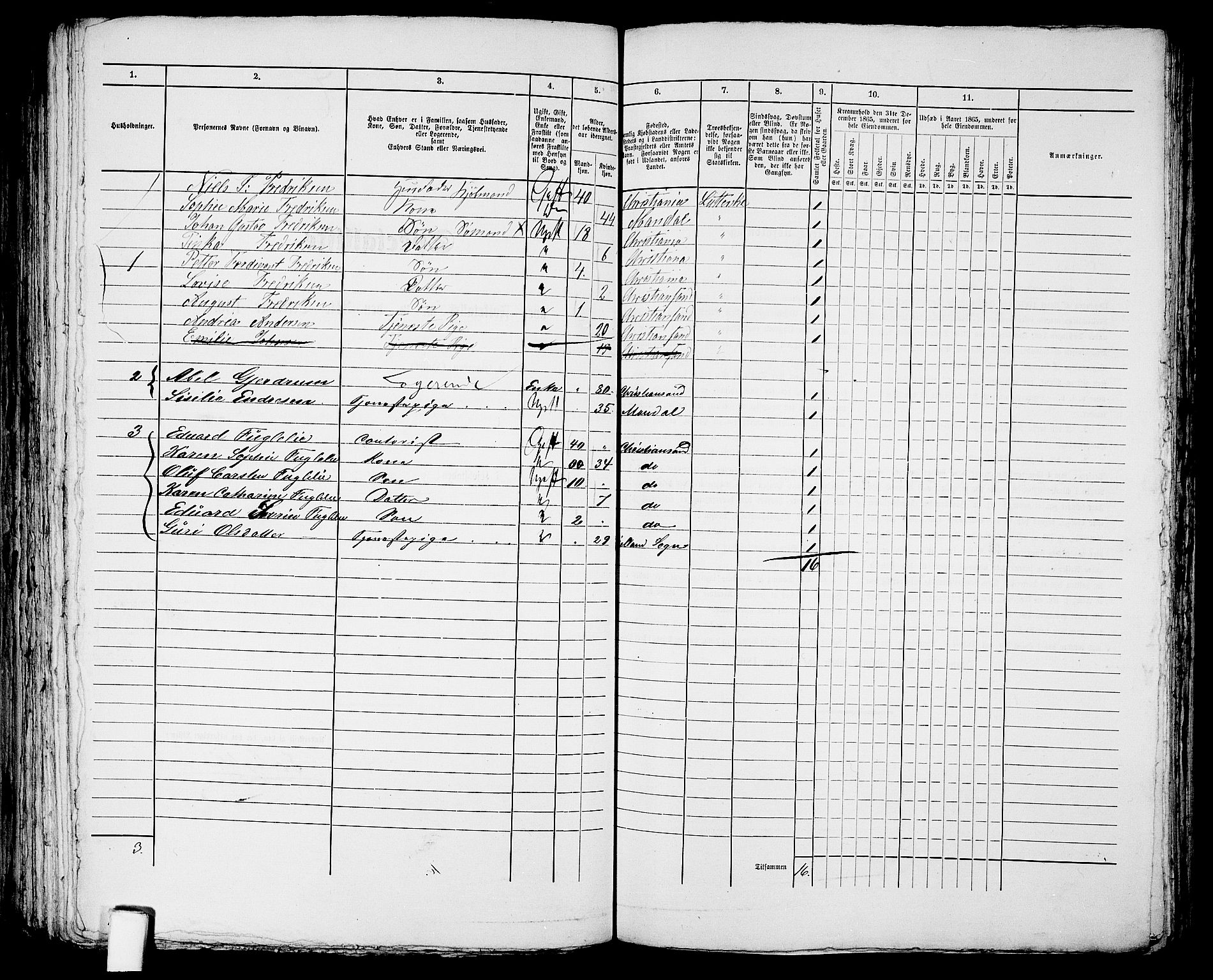 RA, 1865 census for Kristiansand, 1865, p. 1753