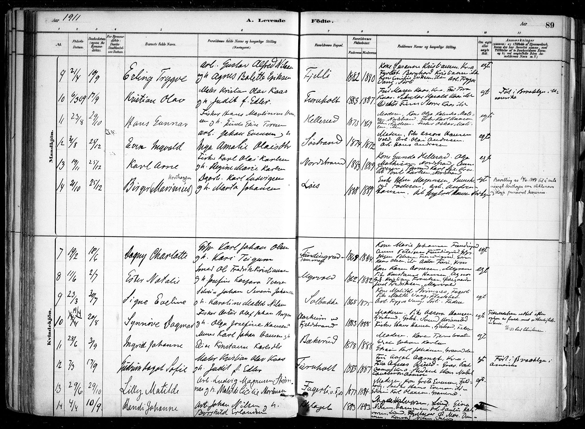 Nesodden prestekontor Kirkebøker, SAO/A-10013/F/Fa/L0009: Parish register (official) no. I 9, 1880-1915, p. 89