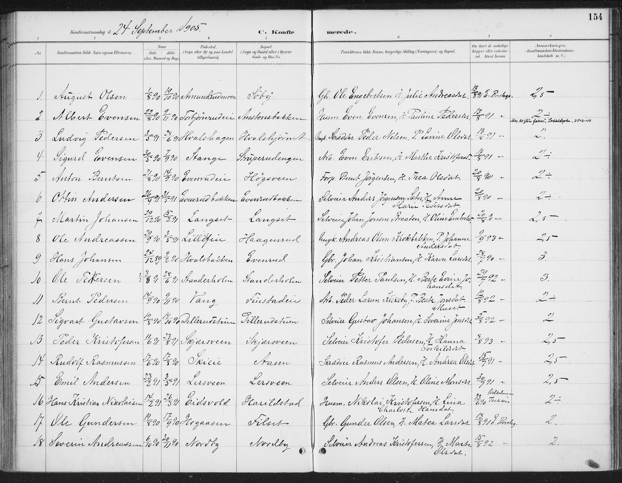 Romedal prestekontor, AV/SAH-PREST-004/K/L0008: Parish register (official) no. 8, 1887-1905, p. 154