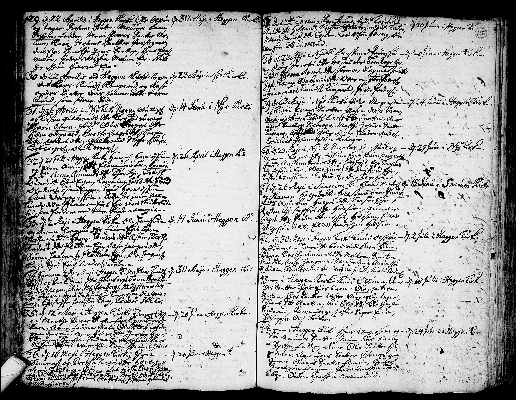 Modum kirkebøker, AV/SAKO-A-234/F/Fa/L0001: Parish register (official) no. 1, 1712-1740, p. 150