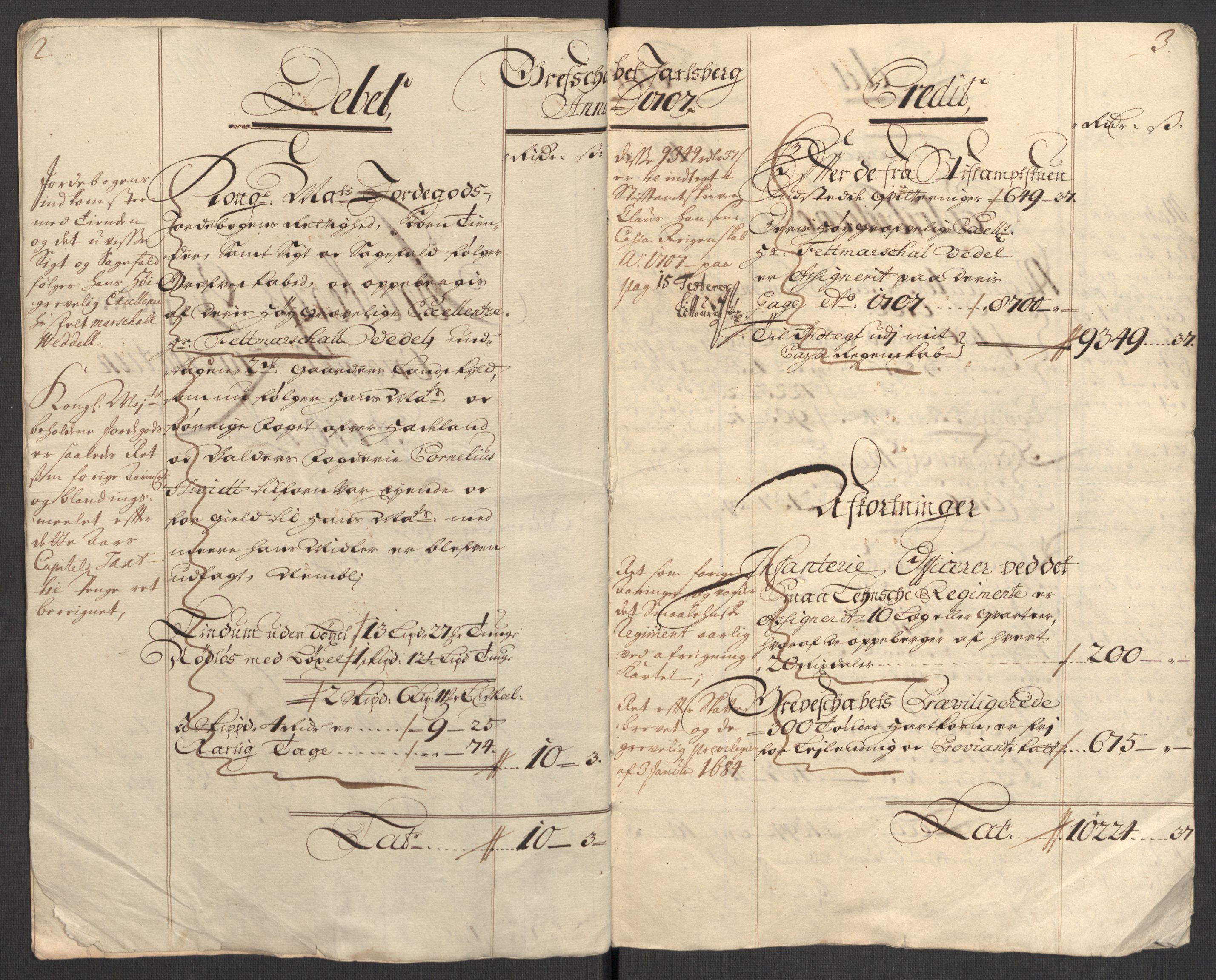 Rentekammeret inntil 1814, Reviderte regnskaper, Fogderegnskap, AV/RA-EA-4092/R32/L1872: Fogderegnskap Jarlsberg grevskap, 1706-1707, p. 277