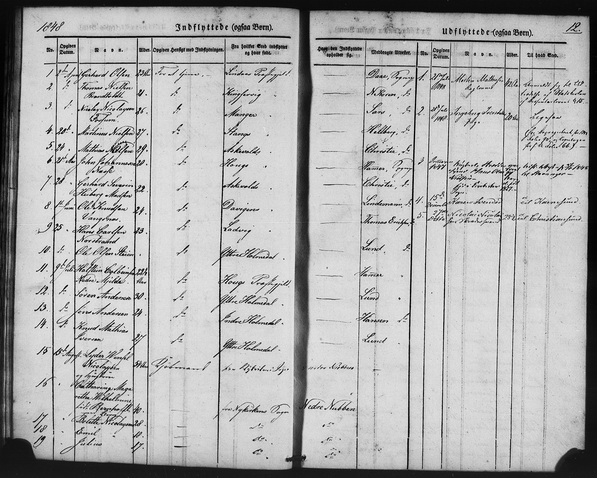 Domkirken sokneprestembete, SAB/A-74801/H/Haa/L0046: Parish register (official) no. F 1, 1841-1852, p. 12