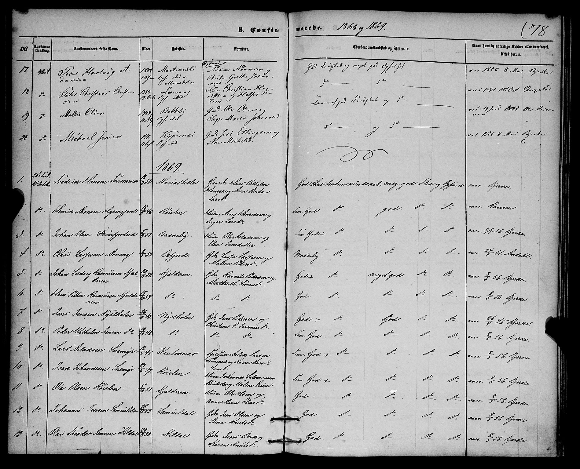 Skjervøy sokneprestkontor, SATØ/S-1300/H/Ha/Haa/L0013kirke: Parish register (official) no. 13, 1863-1877, p. 78