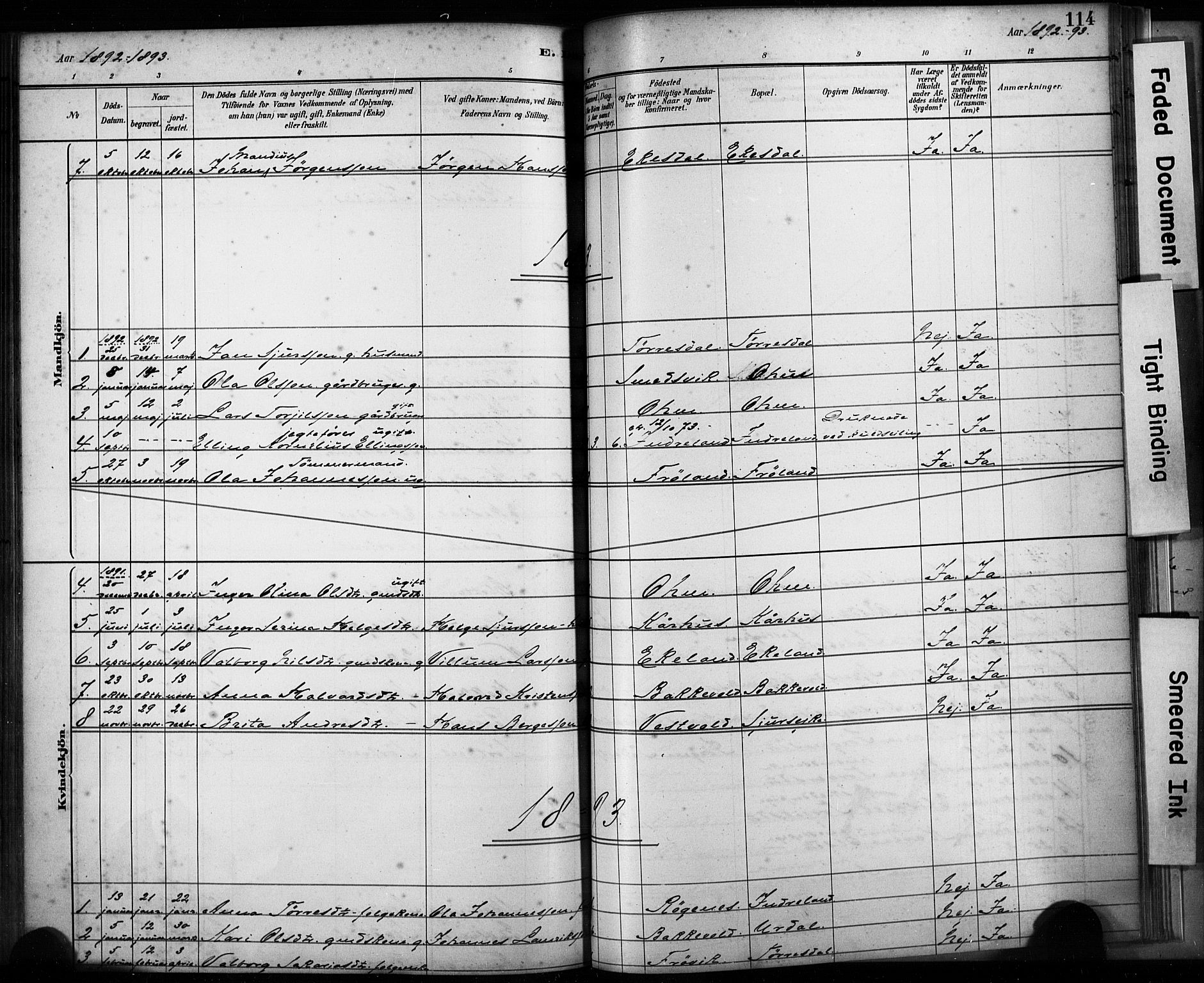 Skjold sokneprestkontor, AV/SAST-A-101847/H/Ha/Haa/L0009: Parish register (official) no. A 9, 1882-1898, p. 114