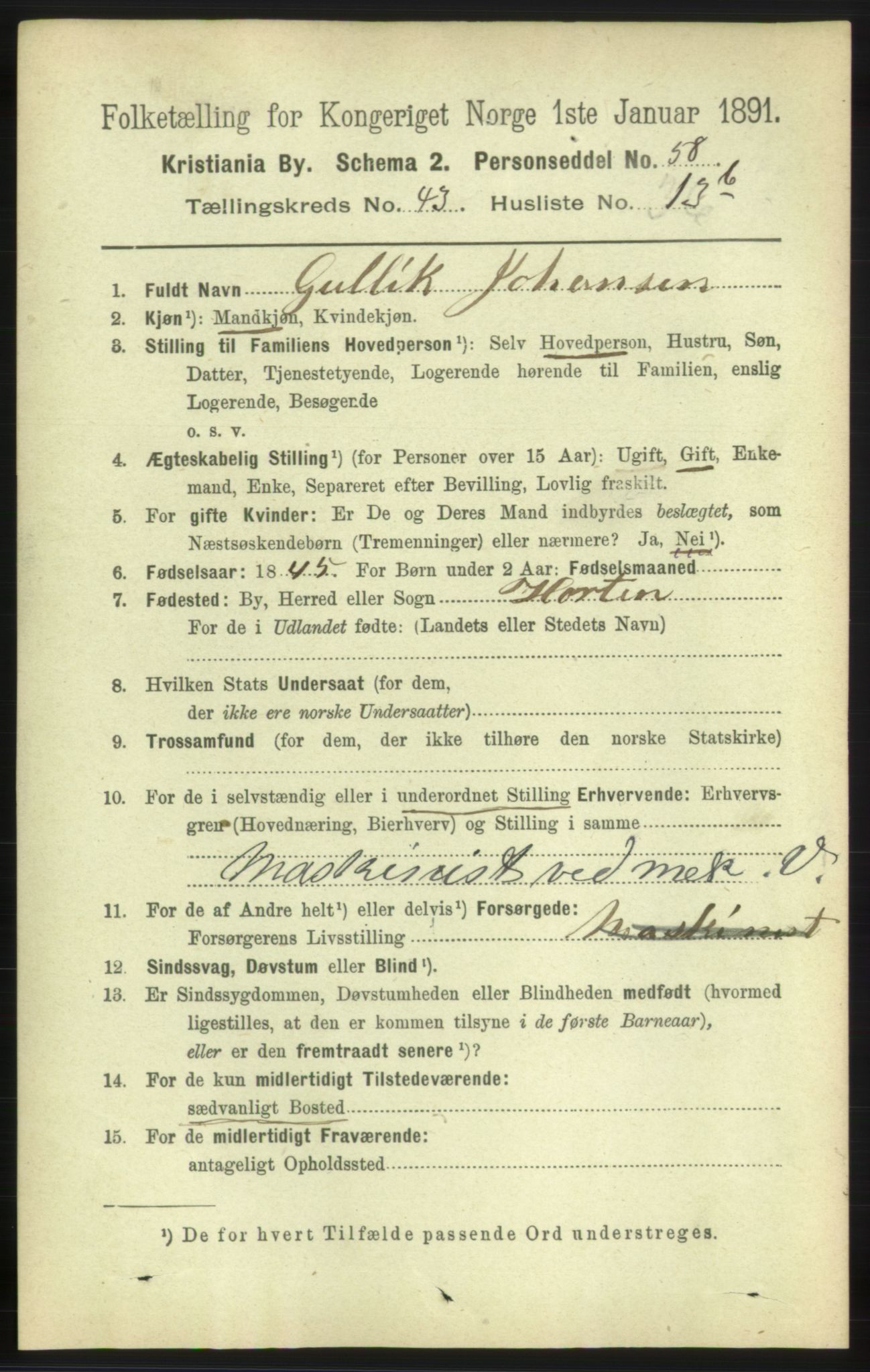 RA, 1891 census for 0301 Kristiania, 1891, p. 26151