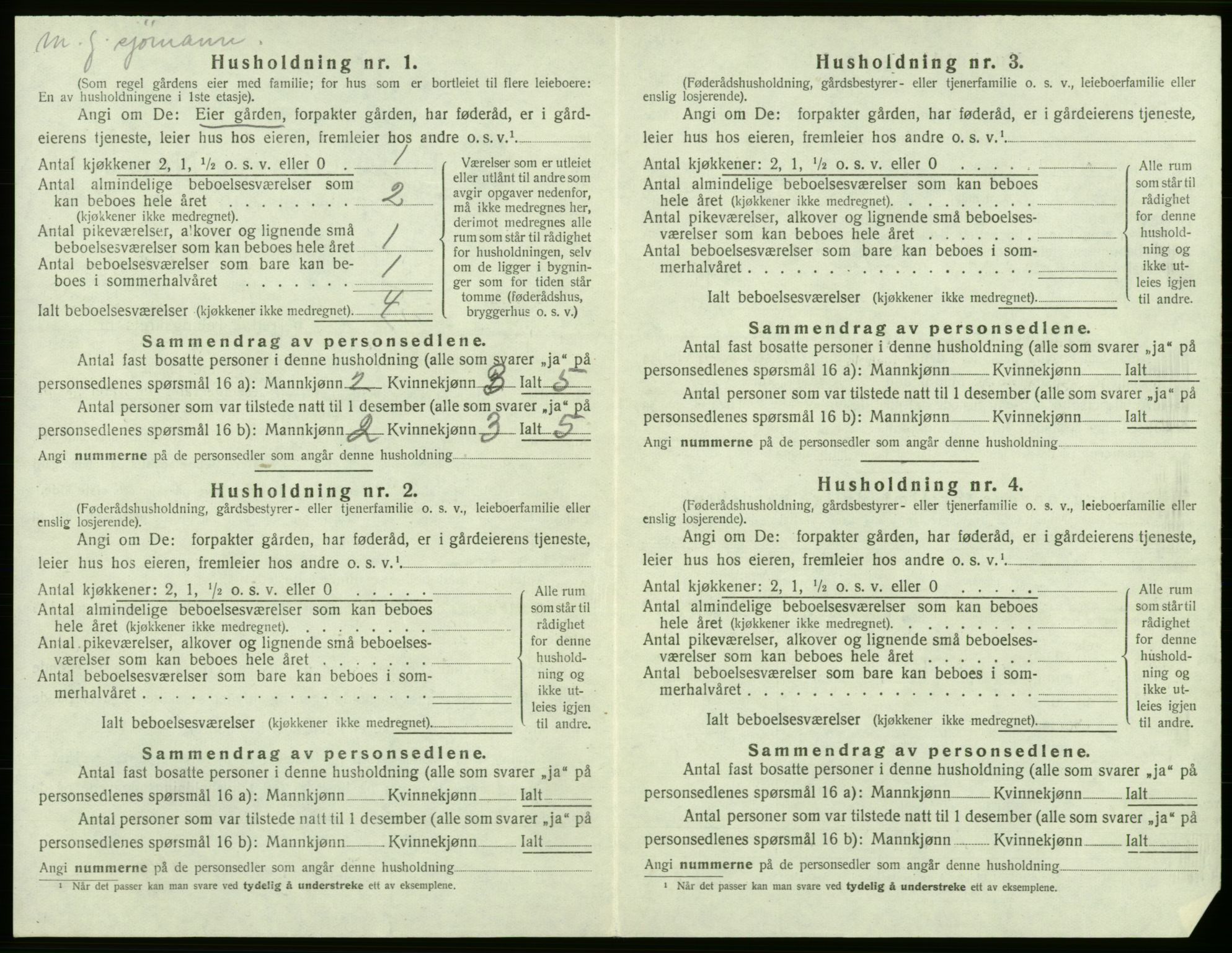 SAB, 1920 census for Moster, 1920, p. 464