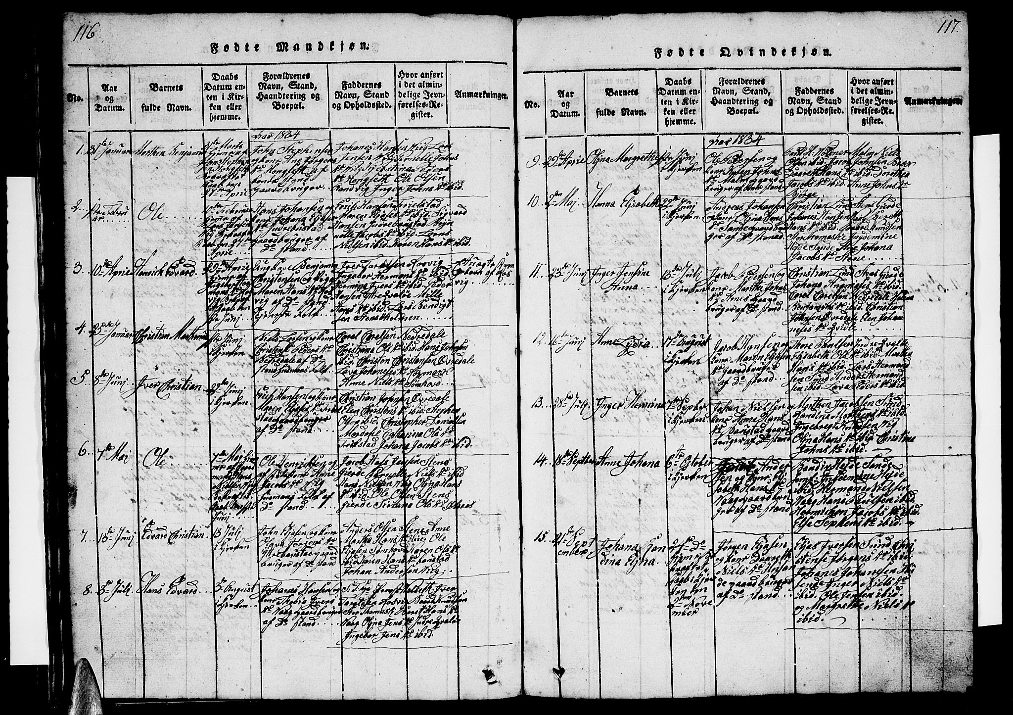 Ministerialprotokoller, klokkerbøker og fødselsregistre - Nordland, SAT/A-1459/812/L0186: Parish register (copy) no. 812C04, 1820-1849, p. 116-117
