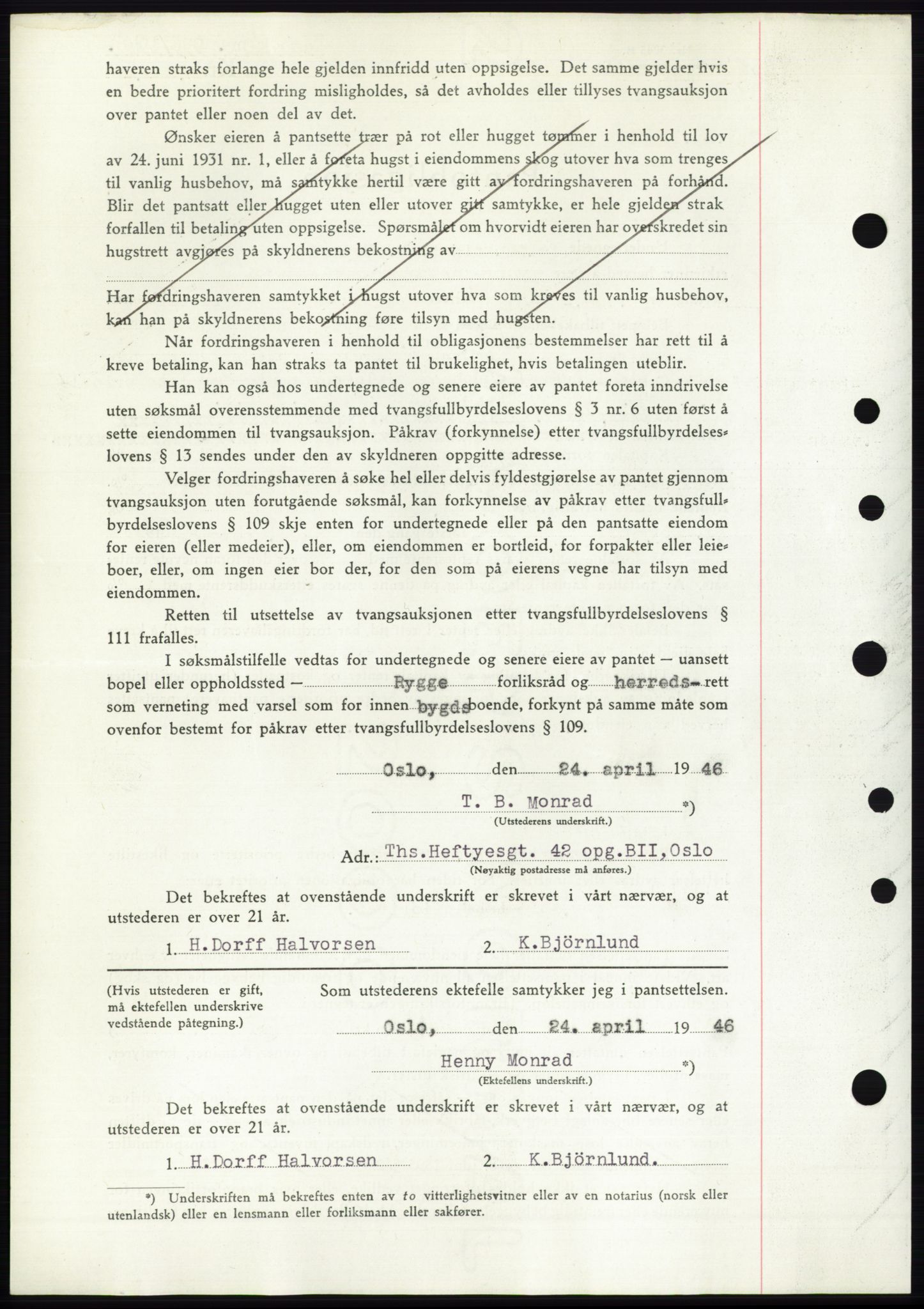 Moss sorenskriveri, SAO/A-10168: Mortgage book no. B15, 1946-1946, Diary no: : 956/1946