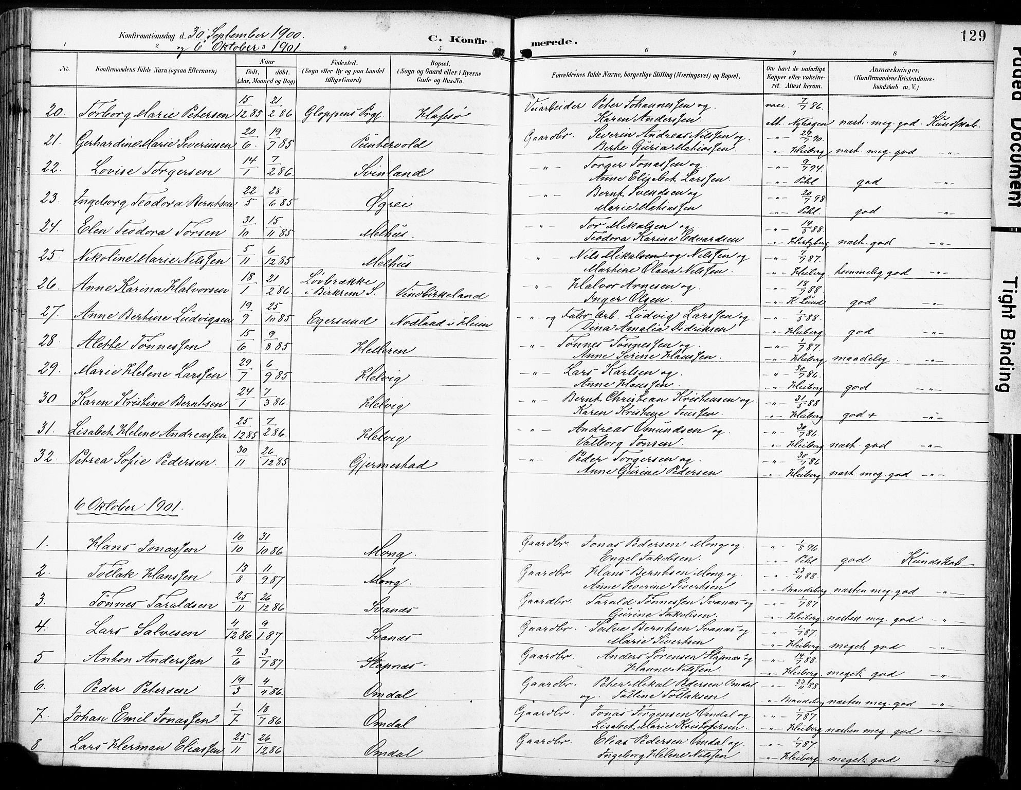 Eigersund sokneprestkontor, AV/SAST-A-101807/S08/L0018: Parish register (official) no. A 17, 1892-1905, p. 129