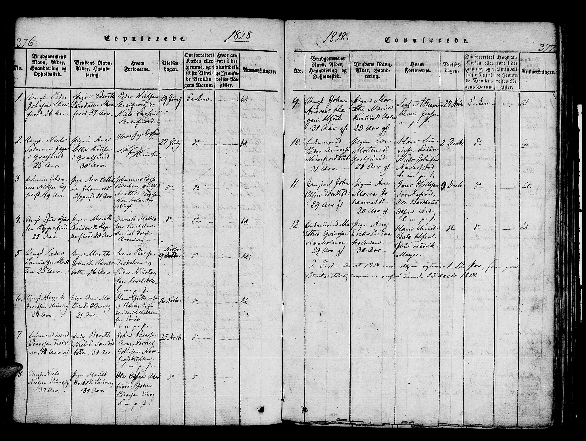 Hammerfest sokneprestkontor, SATØ/S-1347/H/Ha/L0003.kirke: Parish register (official) no. 3, 1821-1842, p. 376-377