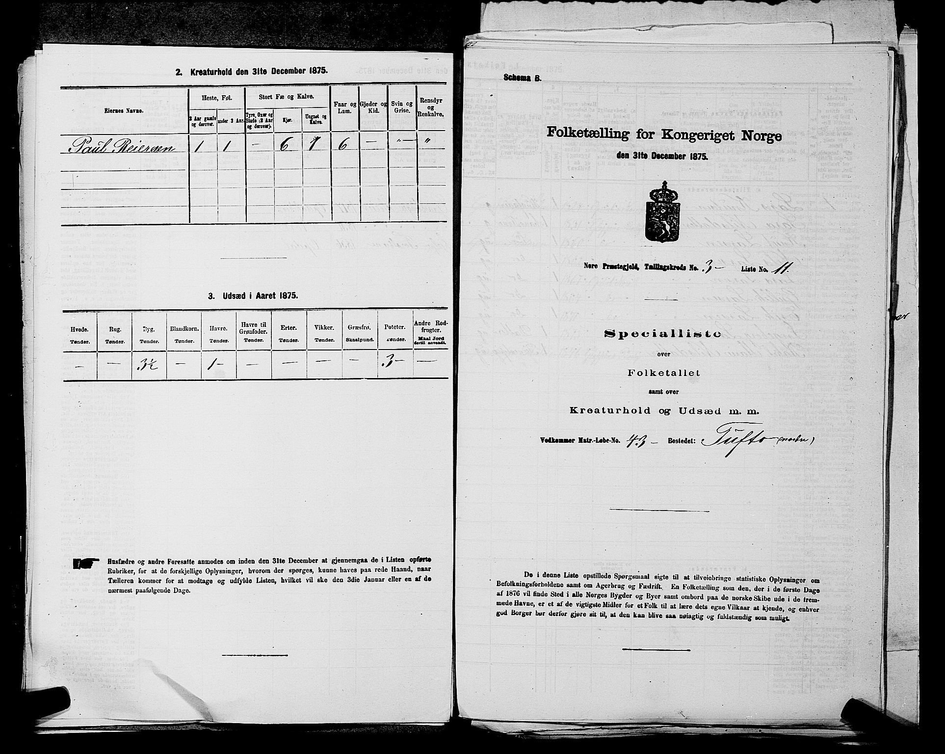 SAKO, 1875 census for 0633P Nore, 1875, p. 433