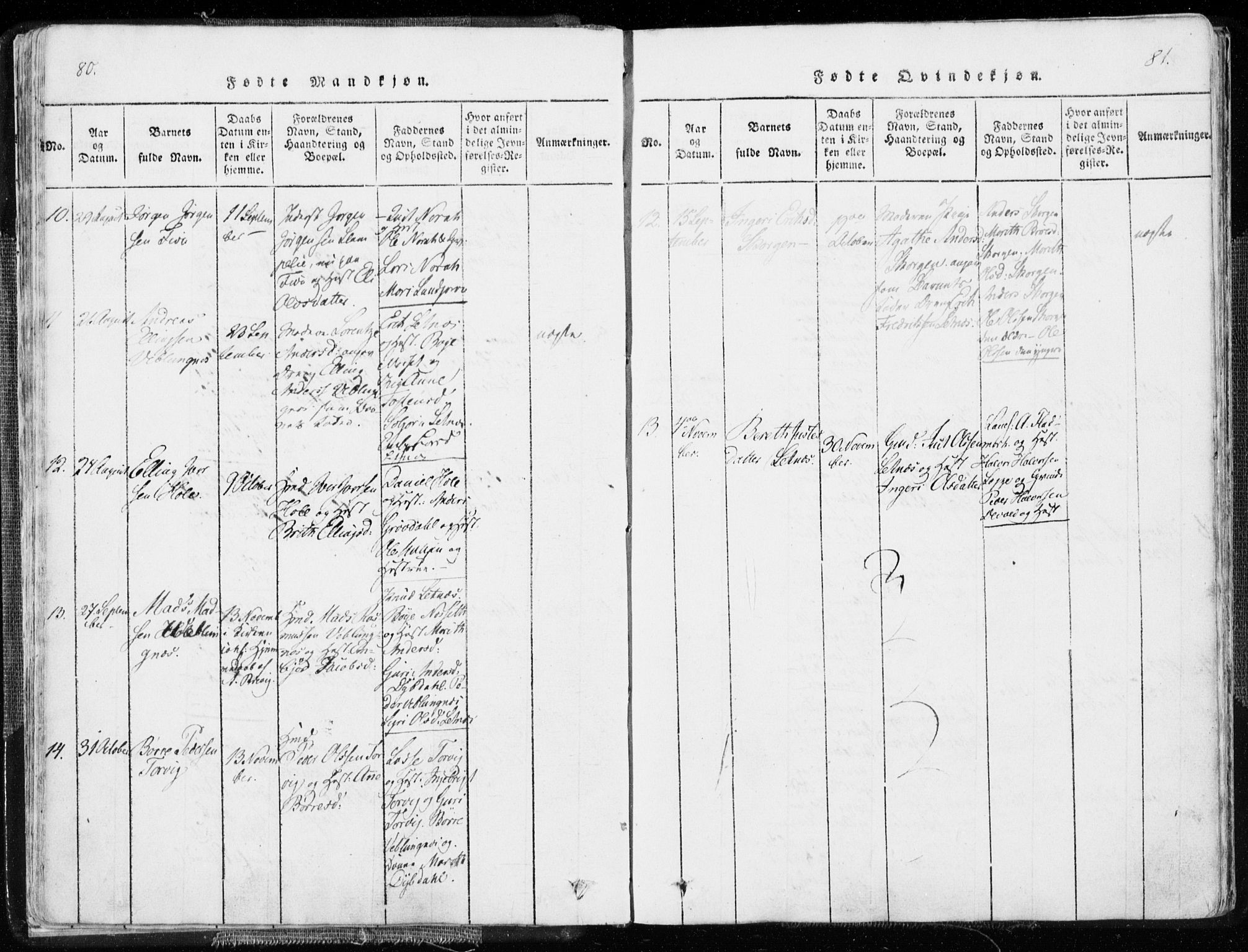 Ministerialprotokoller, klokkerbøker og fødselsregistre - Møre og Romsdal, SAT/A-1454/544/L0571: Parish register (official) no. 544A04, 1818-1853, p. 80-81