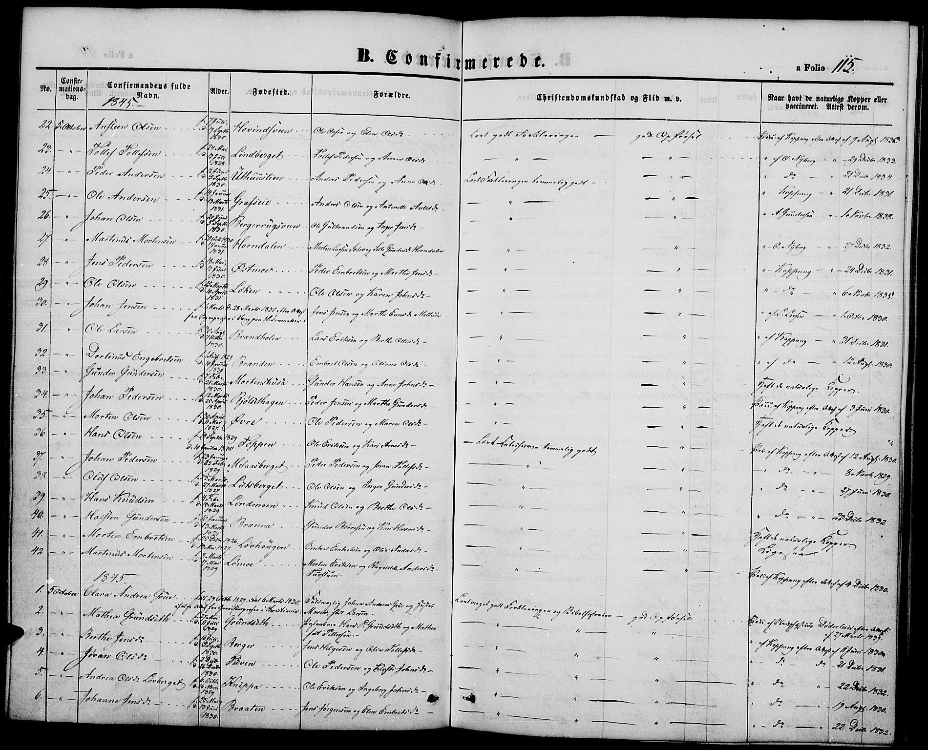 Elverum prestekontor, SAH/PREST-044/H/Ha/Hab/L0002: Parish register (copy) no. 2, 1845-1855, p. 115