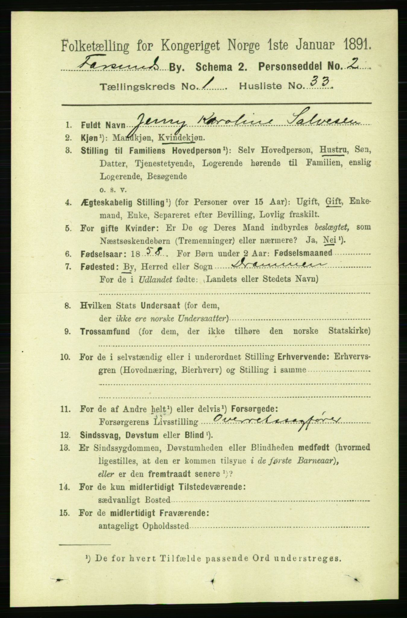 RA, 1891 census for 1003 Farsund, 1891, p. 766