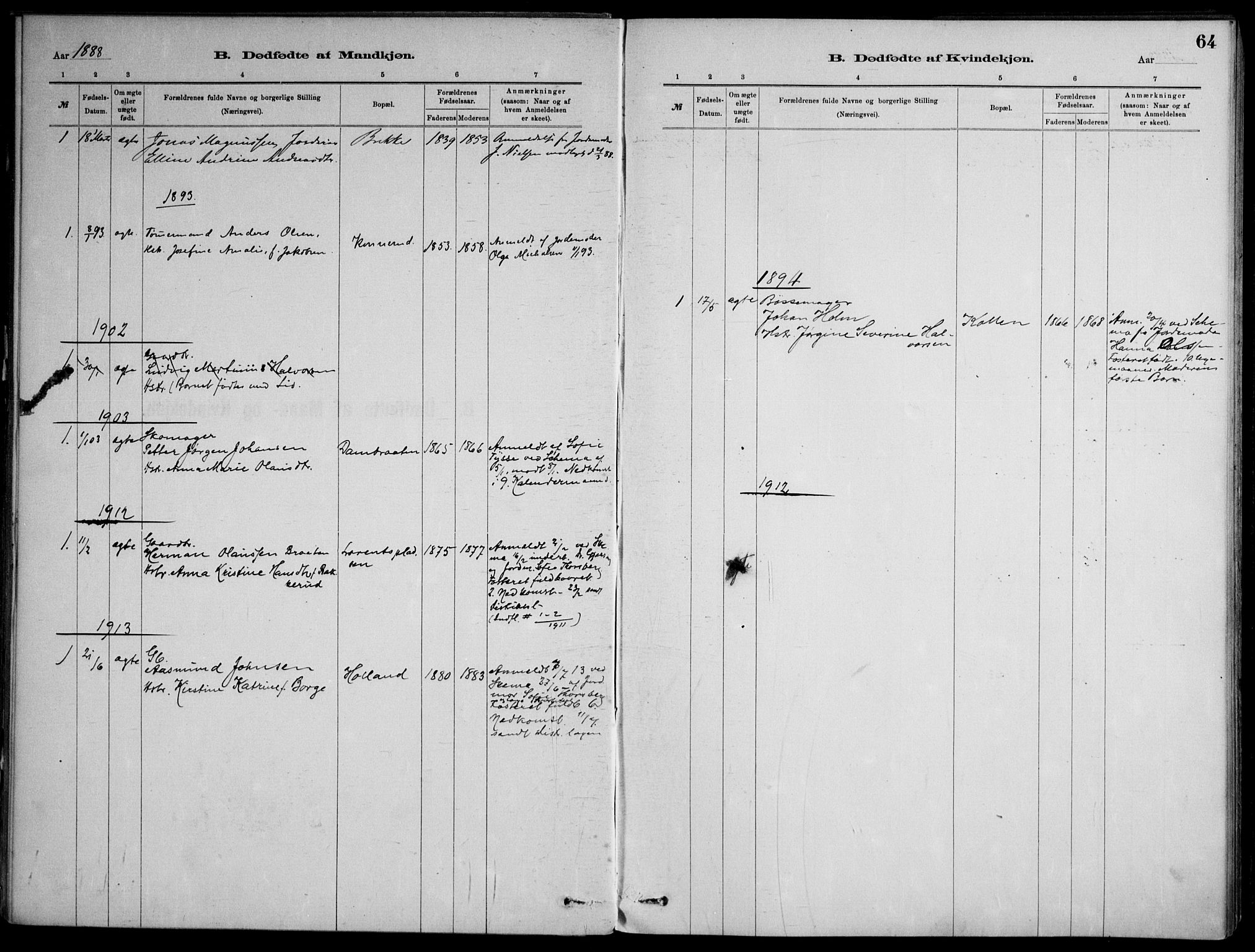 Skoger kirkebøker, AV/SAKO-A-59/F/Fb/L0001: Parish register (official) no. II 1, 1885-1913, p. 64