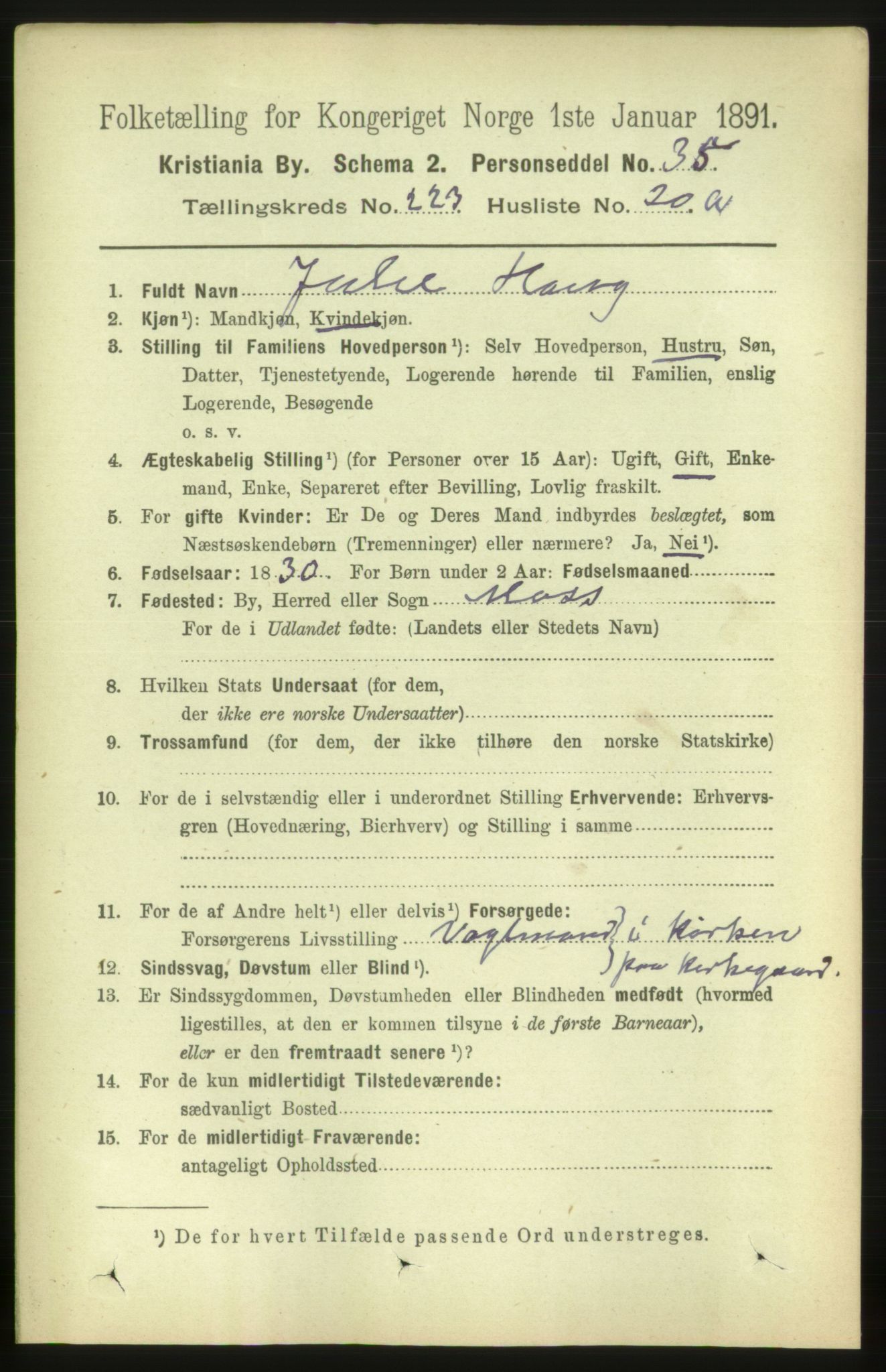 RA, 1891 census for 0301 Kristiania, 1891, p. 135140