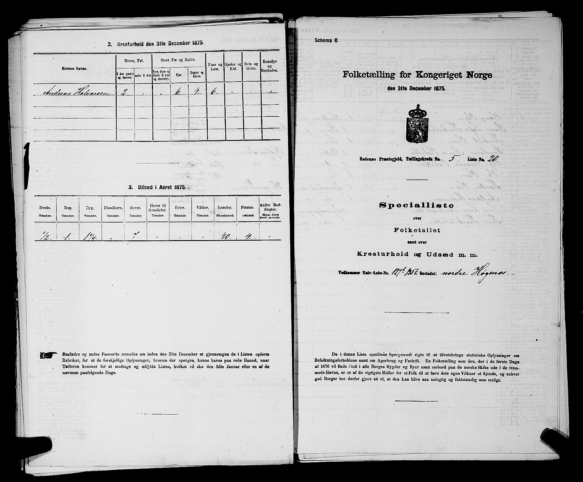 RA, 1875 census for 0120P Rødenes, 1875, p. 754
