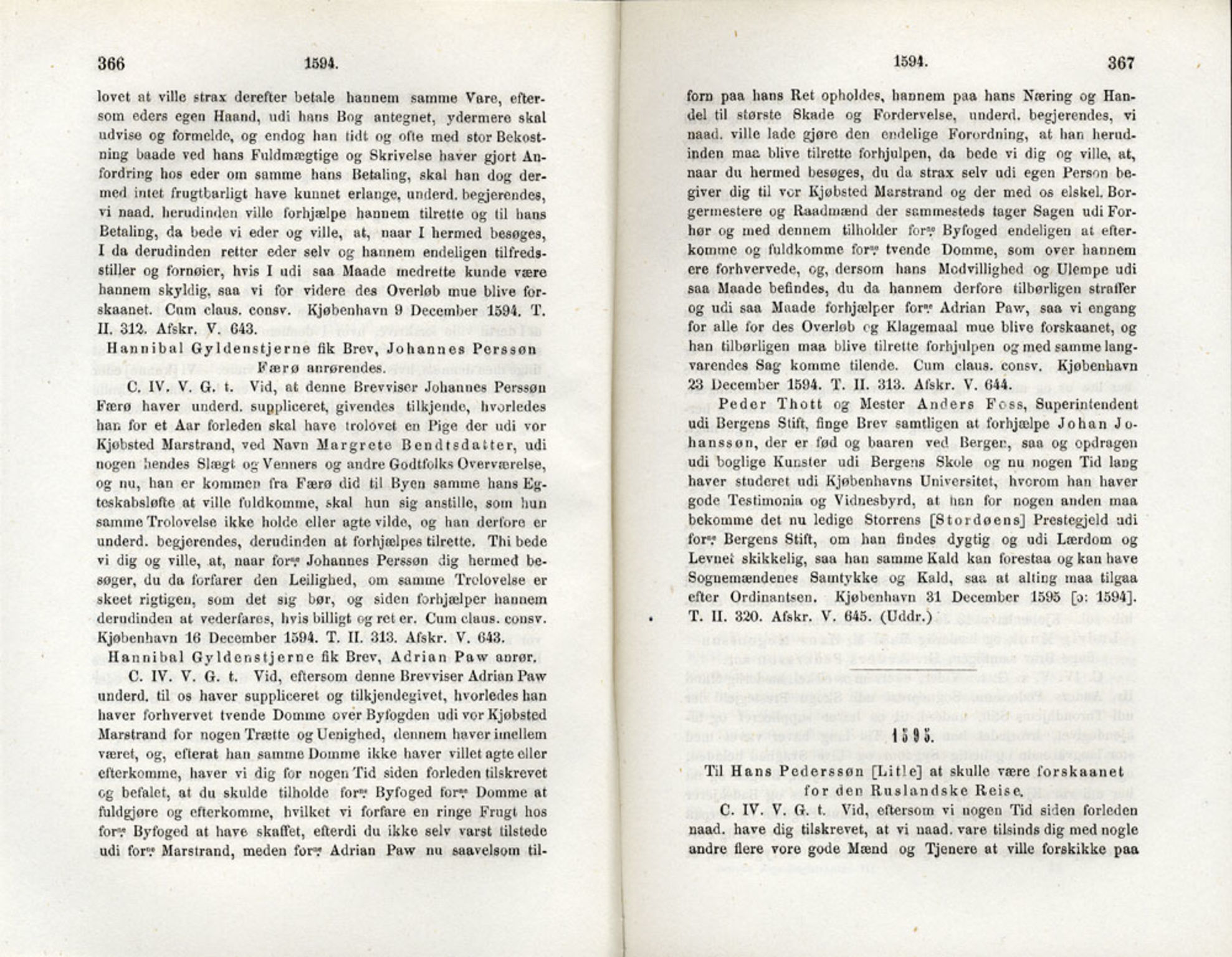 Publikasjoner utgitt av Det Norske Historiske Kildeskriftfond, PUBL/-/-/-: Norske Rigs-Registranter, bind 3, 1588-1602, p. 366-367